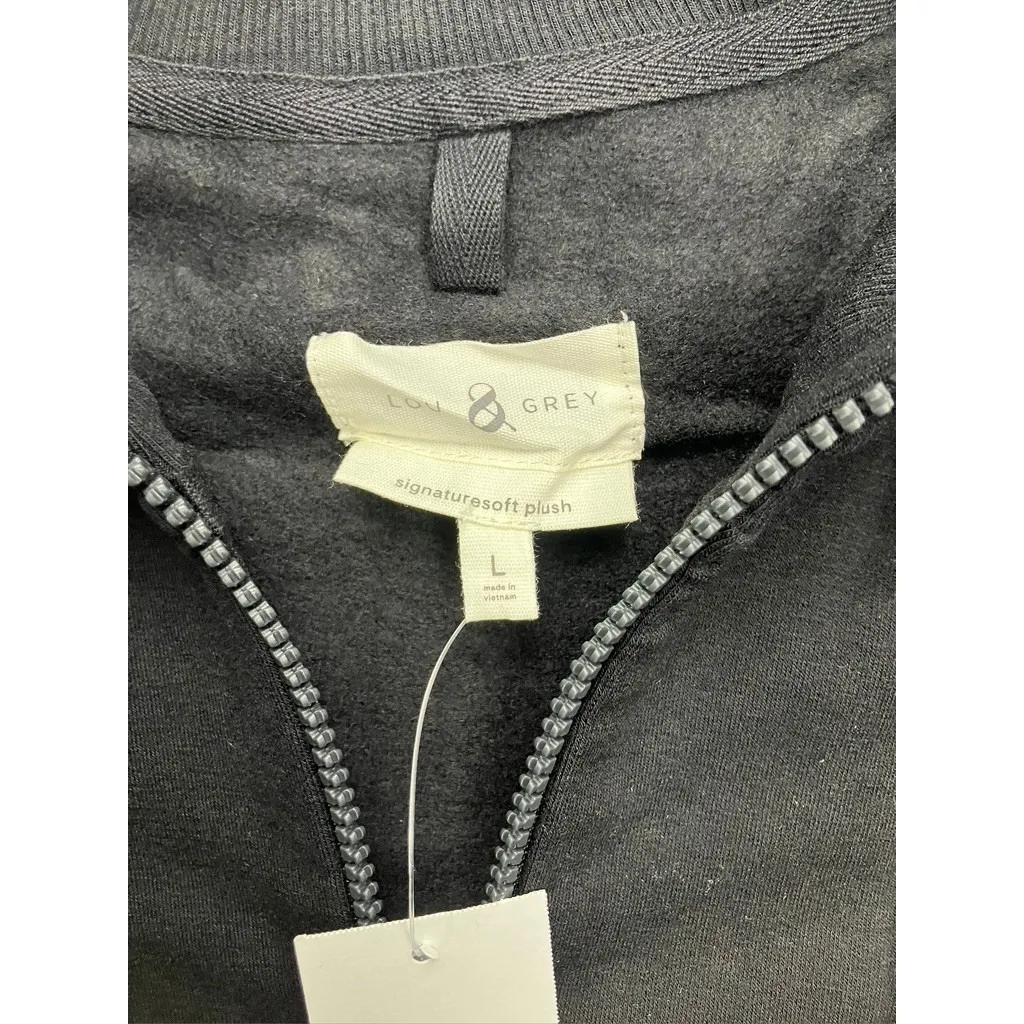 LOU & GREY Women's Black signature soft plush 1/4 Zip Pullover Sweatshirt L New - Image 5