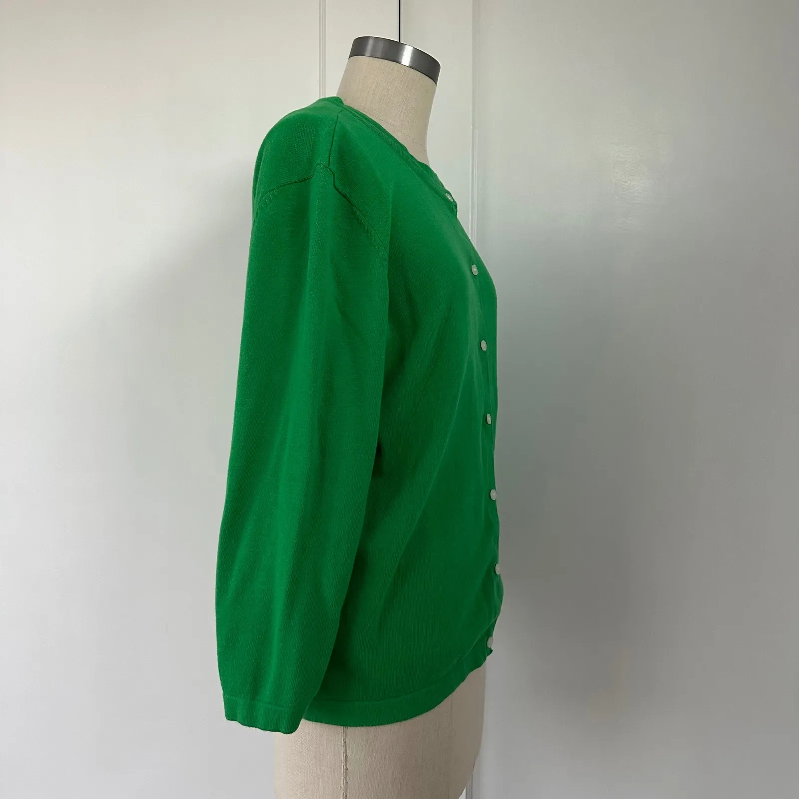 Vintage Evan Picone Women's Green Crew Neck Cardigan Sweater Set 90s Size Medium - Image 12