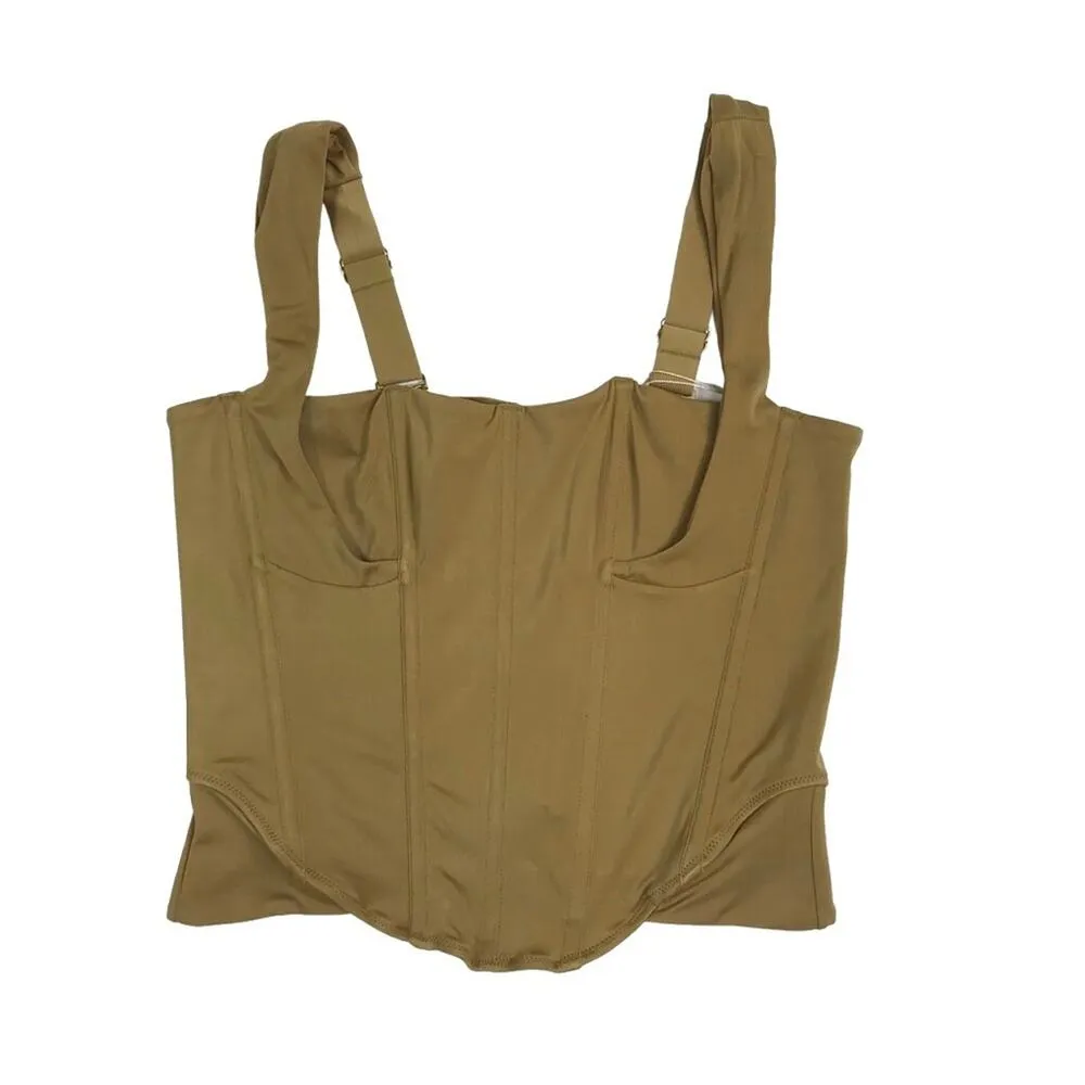 HAH X FREE PEOPLE Boned Crop Top Sz XL Bustier Fairy Preppy Coquette Holiday NWT Tan - Image 8