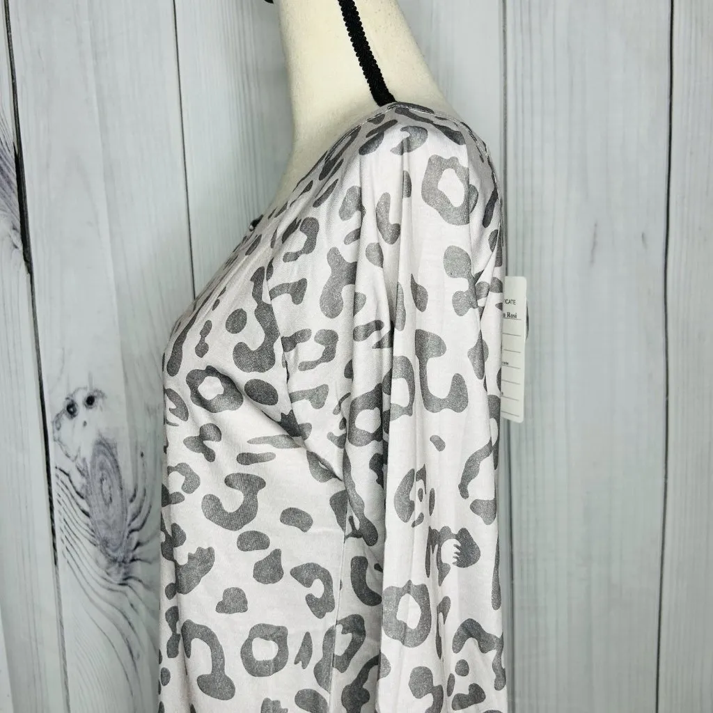 NWT Leo Rosi Womens Animal Print Pajama Sleepwear Set Sz S Gray Long Sleeve - Image 6