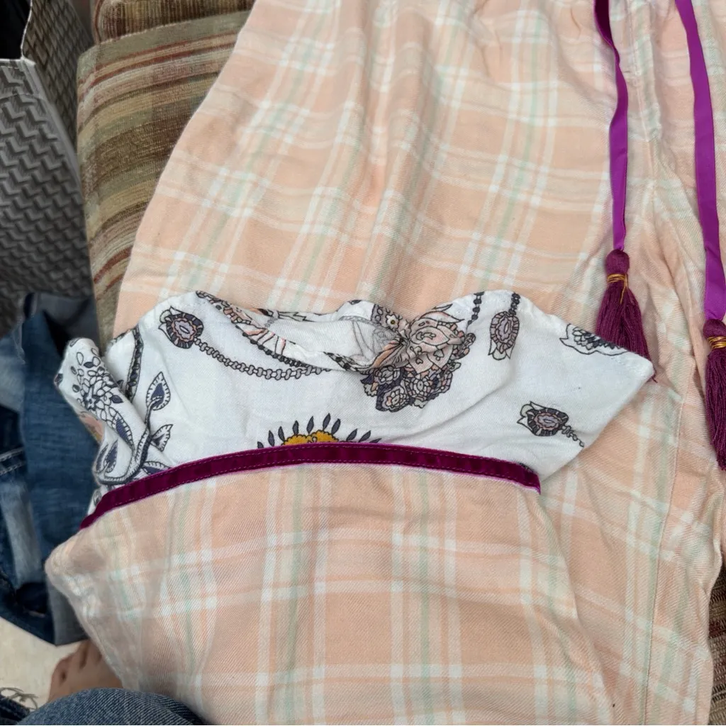 Anthropologie Peach Plaid Pants - Image 2