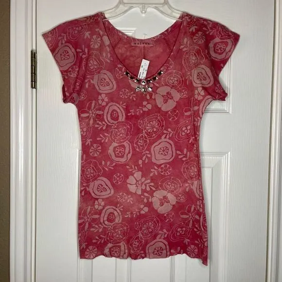 Velvet Y2K Women's Cotton Jewel Embellished Short Sleeve T-Shirt Size‎ Small NEW - Image 2