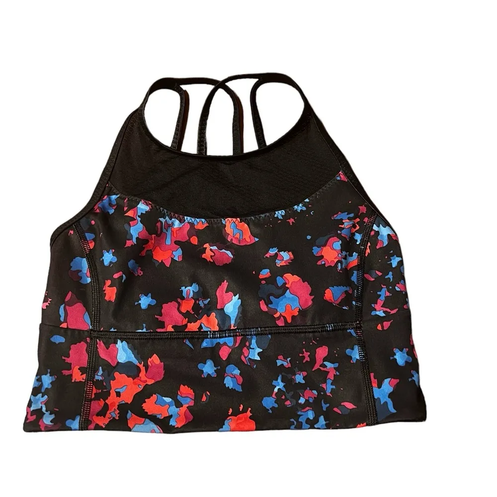 Lululemon Clip-In Long Line Bra Dandy Digie Multi / Black! Size 4 - Image 4