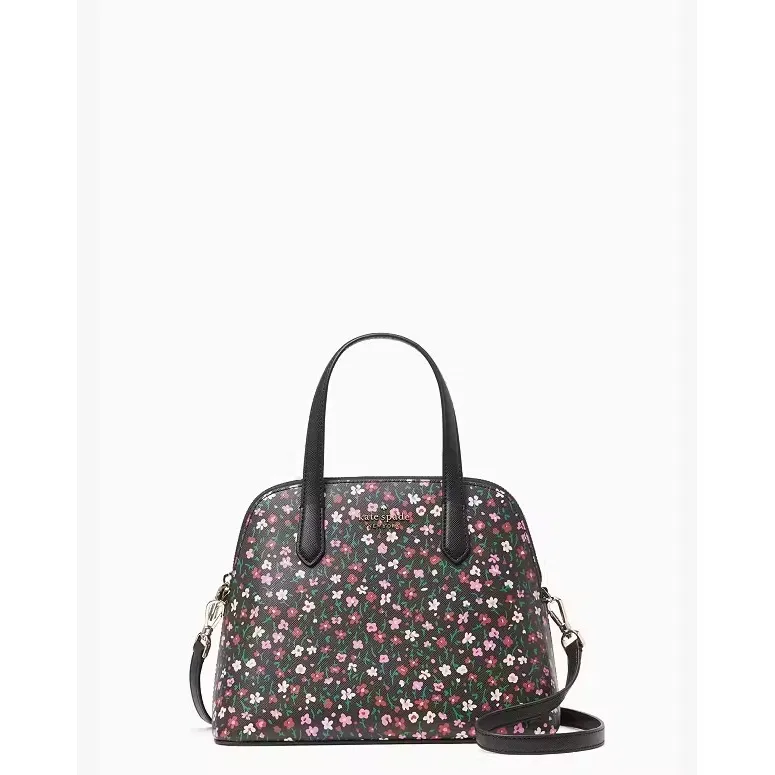 Kate Spade Schuyler Medium Dome Satchel‎ K9408 Floral Crossbody Handbag Black - Image 2
