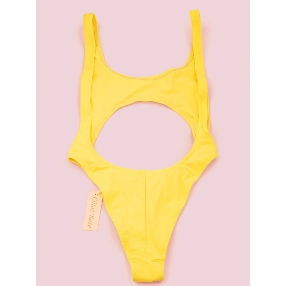 Chloe Rose Yellow Cutout Swimsuit Swim Women’s One Piece Bathing Suit Large NEW - Image 6
