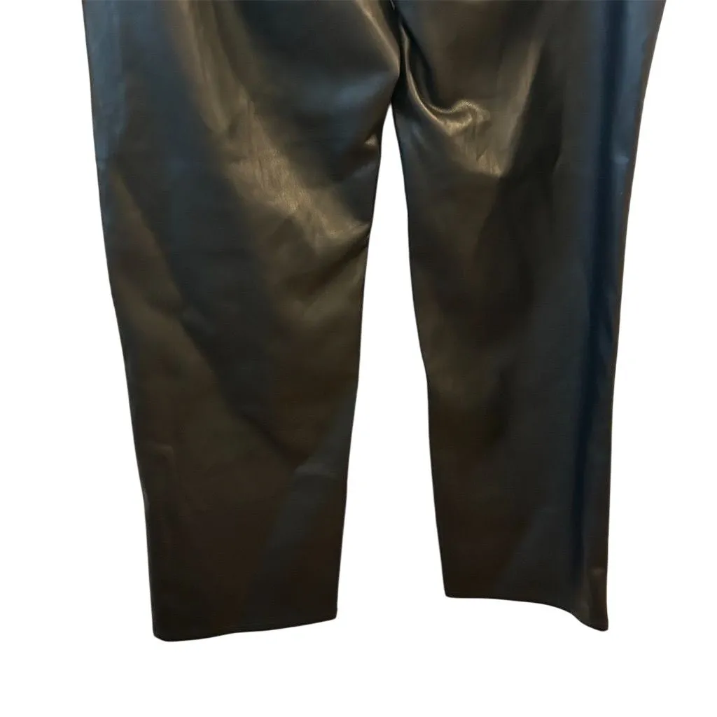J. Crew Women's Black Faux Leather Dress Pants Size 35 Straight Leg - Image 8