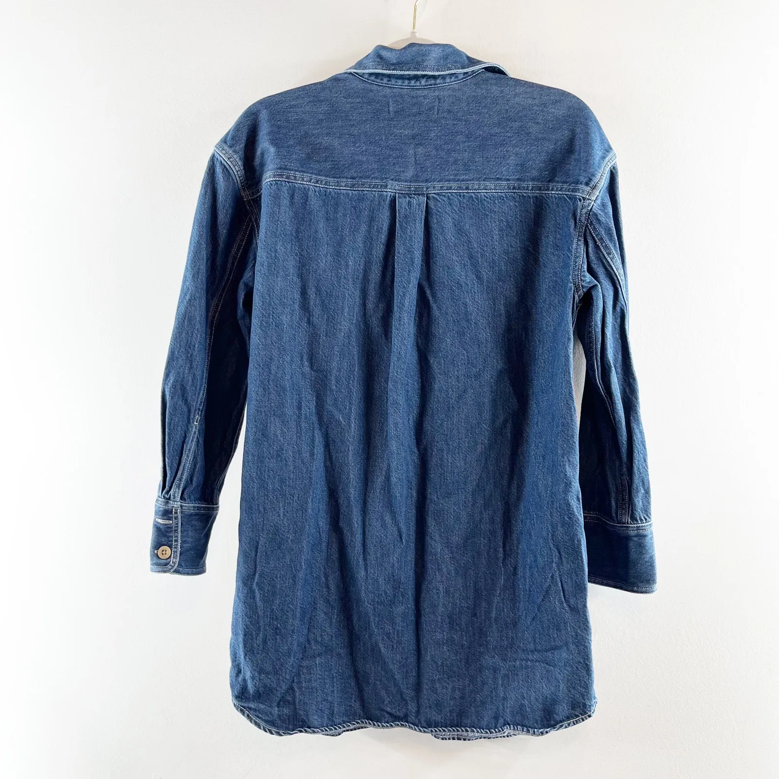 Madewell Denim Long Sleeve Mini Shirtdress Blue Small - Image 4