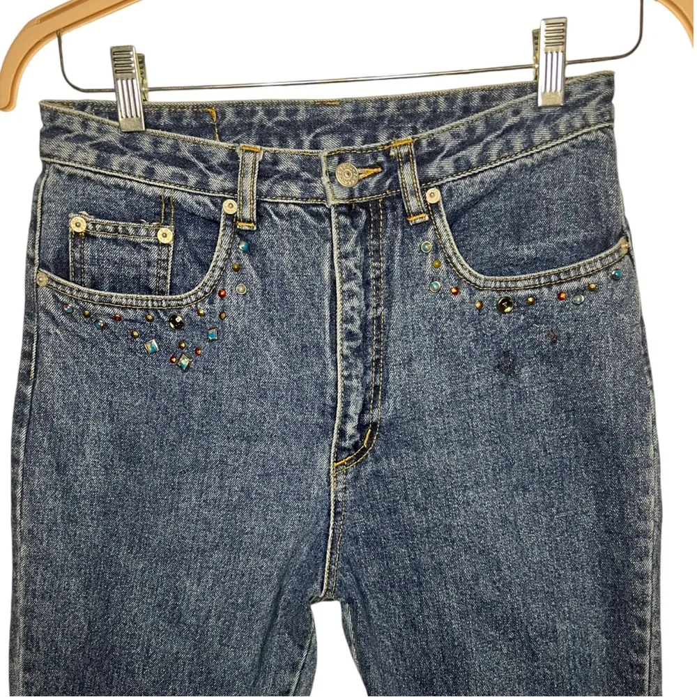 Western Vintage Studded Rodeo Denim Jeans Size 31 Blue - Image 2