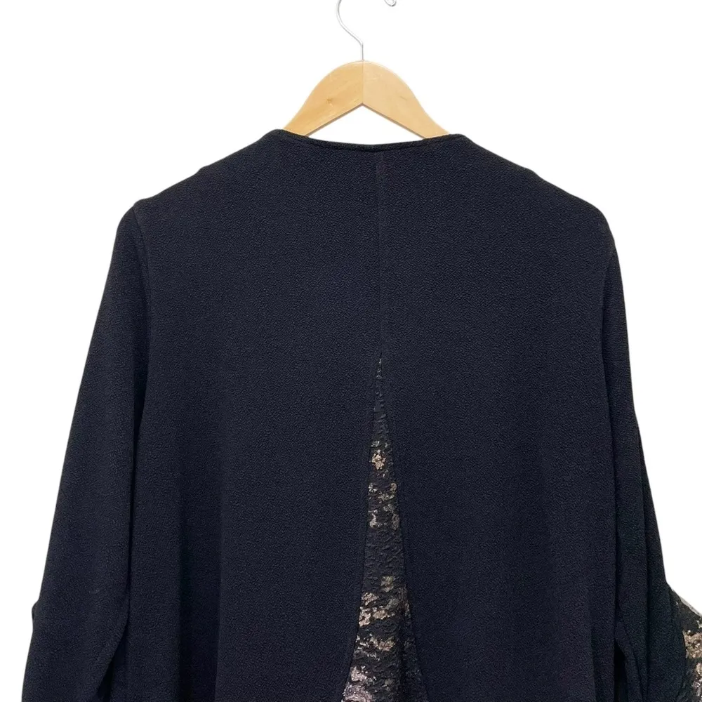 Vintage Ali Miles Lagenlook Ruffle Trim Black & Gold Jacket Topper Size Large - Image 8