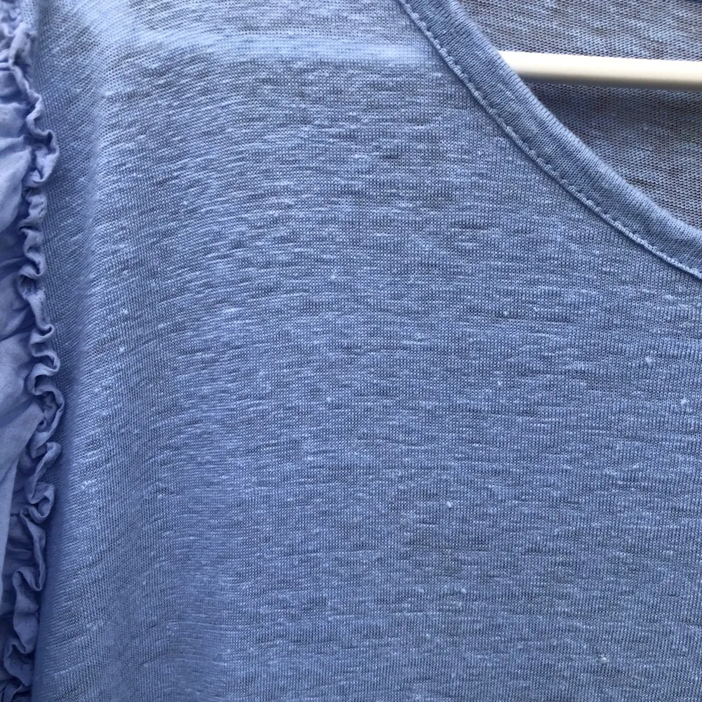 LOFT Linen Flutter Sleeve Top Blouse Light Blue XL - Image 6