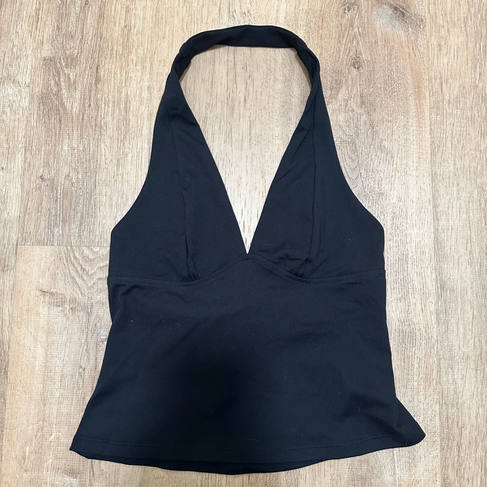 INTIMATELY FREE FP | NWT Still There Black Halter V Neck Peplum Y2K Tank Top, XS - Image 2