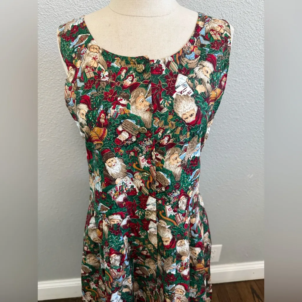 Vintage Pam's Closet‎ Christmas Old World Santa Holiday Dress Red - Image 2