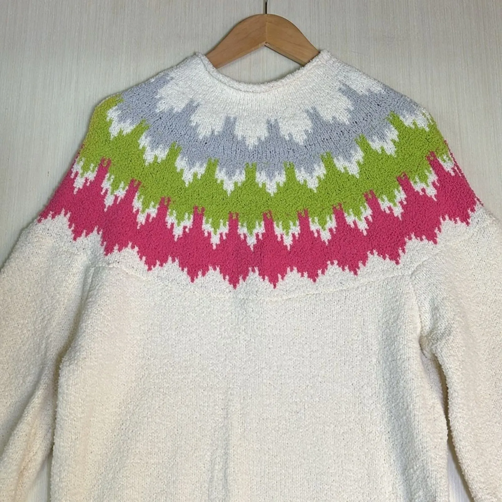 Ces Femme Women's Sweater Sz M Mock Neck Long Sleeve Winter Skii Resort White Size M - Image 3