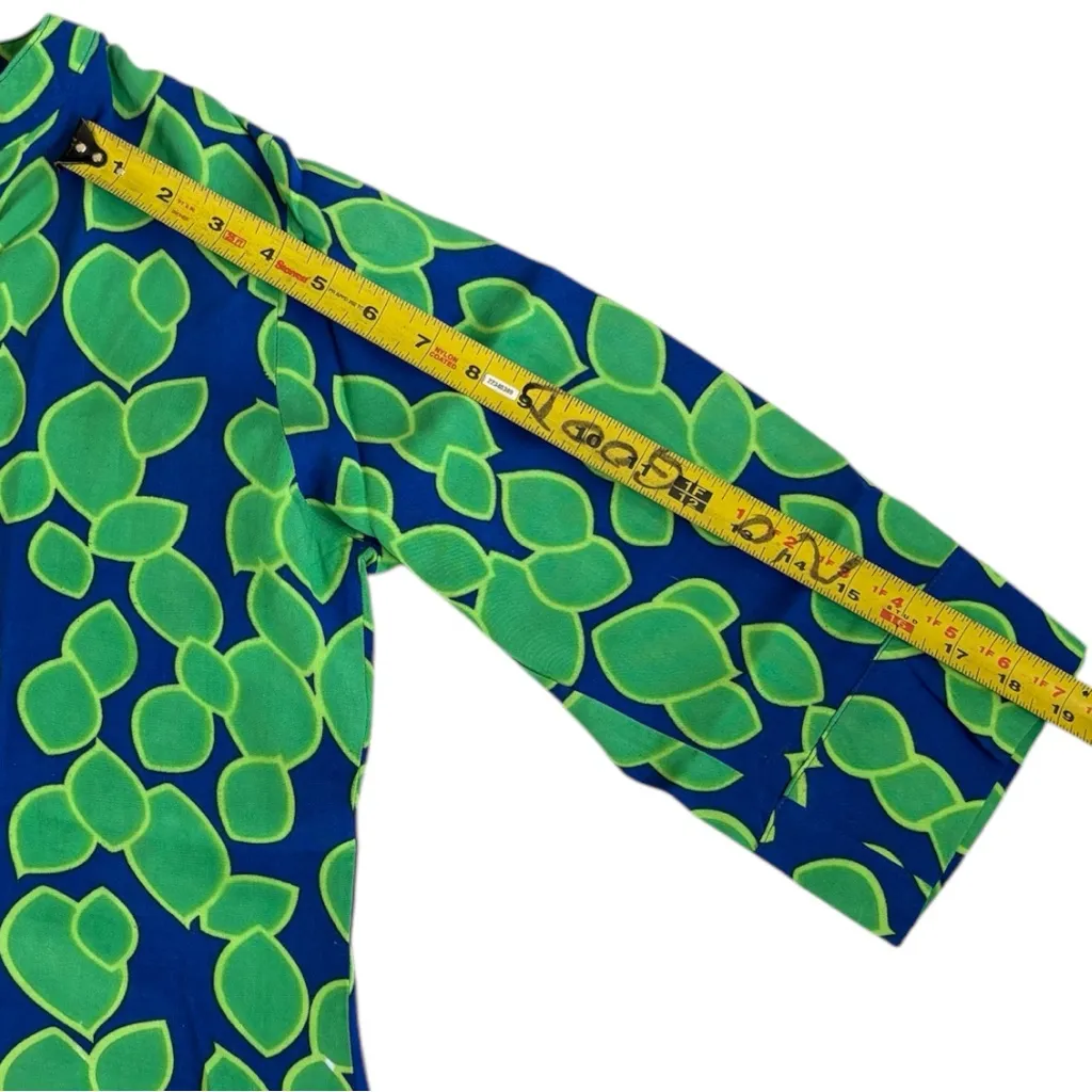 Escapada Geometric Bell Sleeve Top Womens Size Small Blue And Green - Image 5