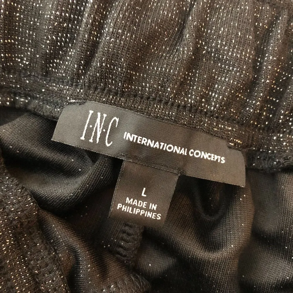 INC International Concepts Womens Pants Jogger High Rise Drawstring Black L Size L - Image 4