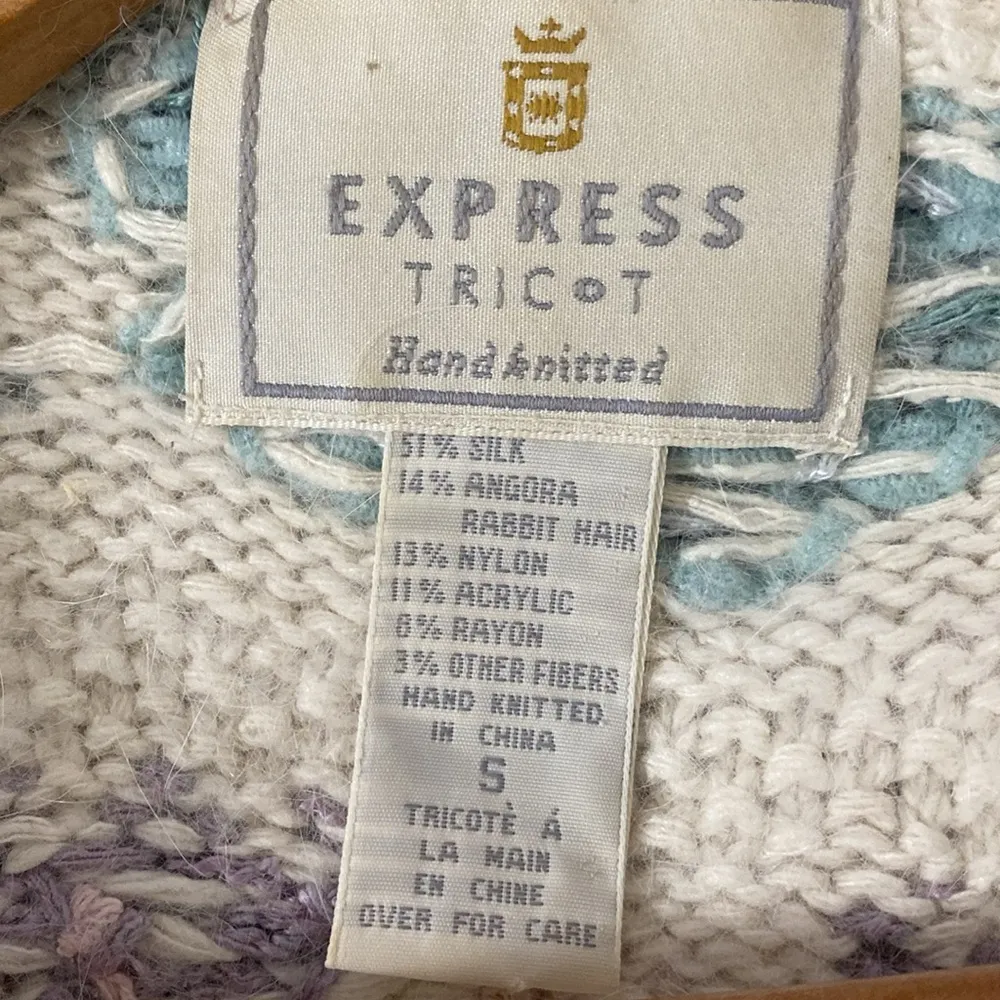 Express Tricot Vintage 90’s Floral Angora Silk Blend Sweater Size S - Image 9