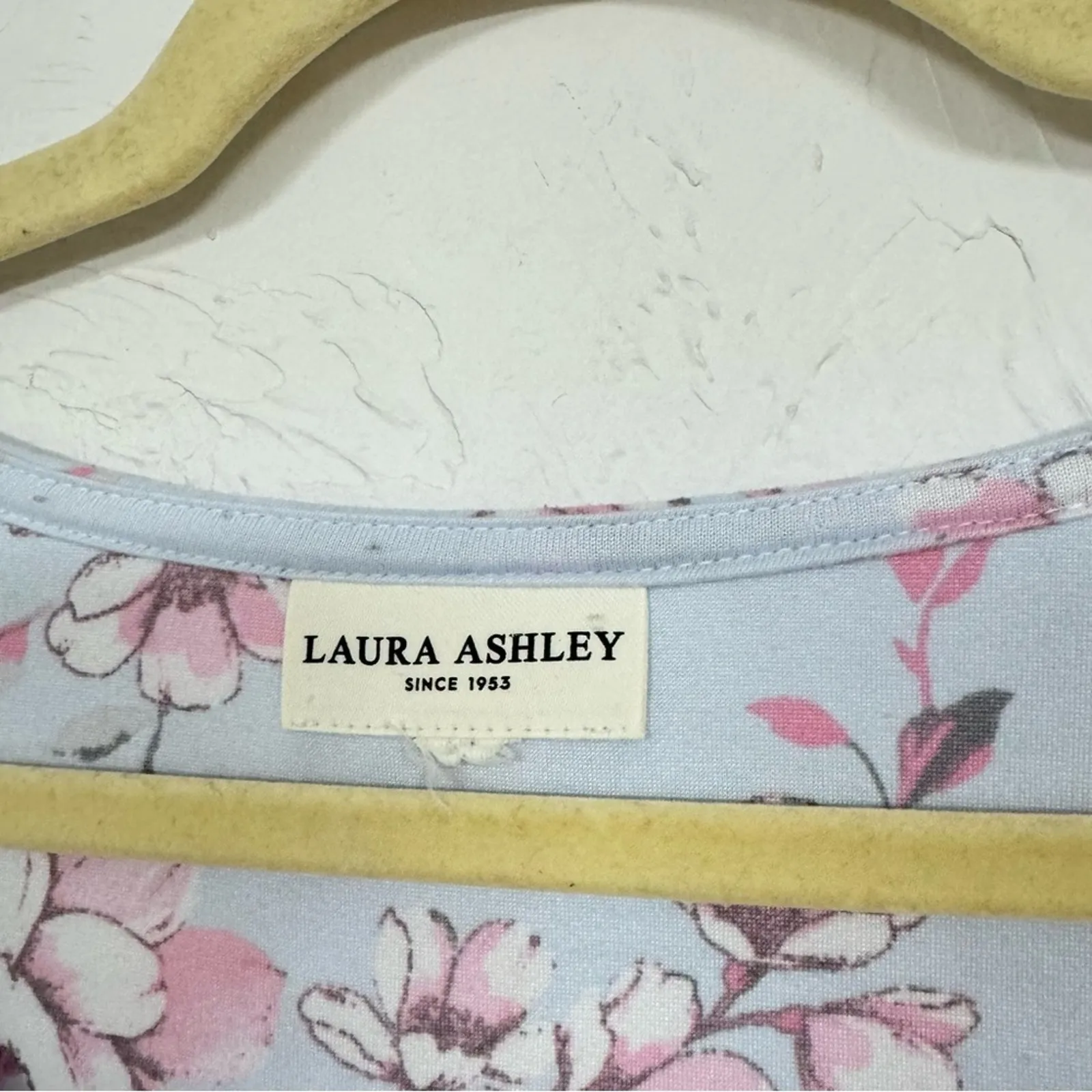 Laura Ashley Blue Floral Sleep Shirt Dress Nightgown Womens L Pajamas Comfort - Image 3