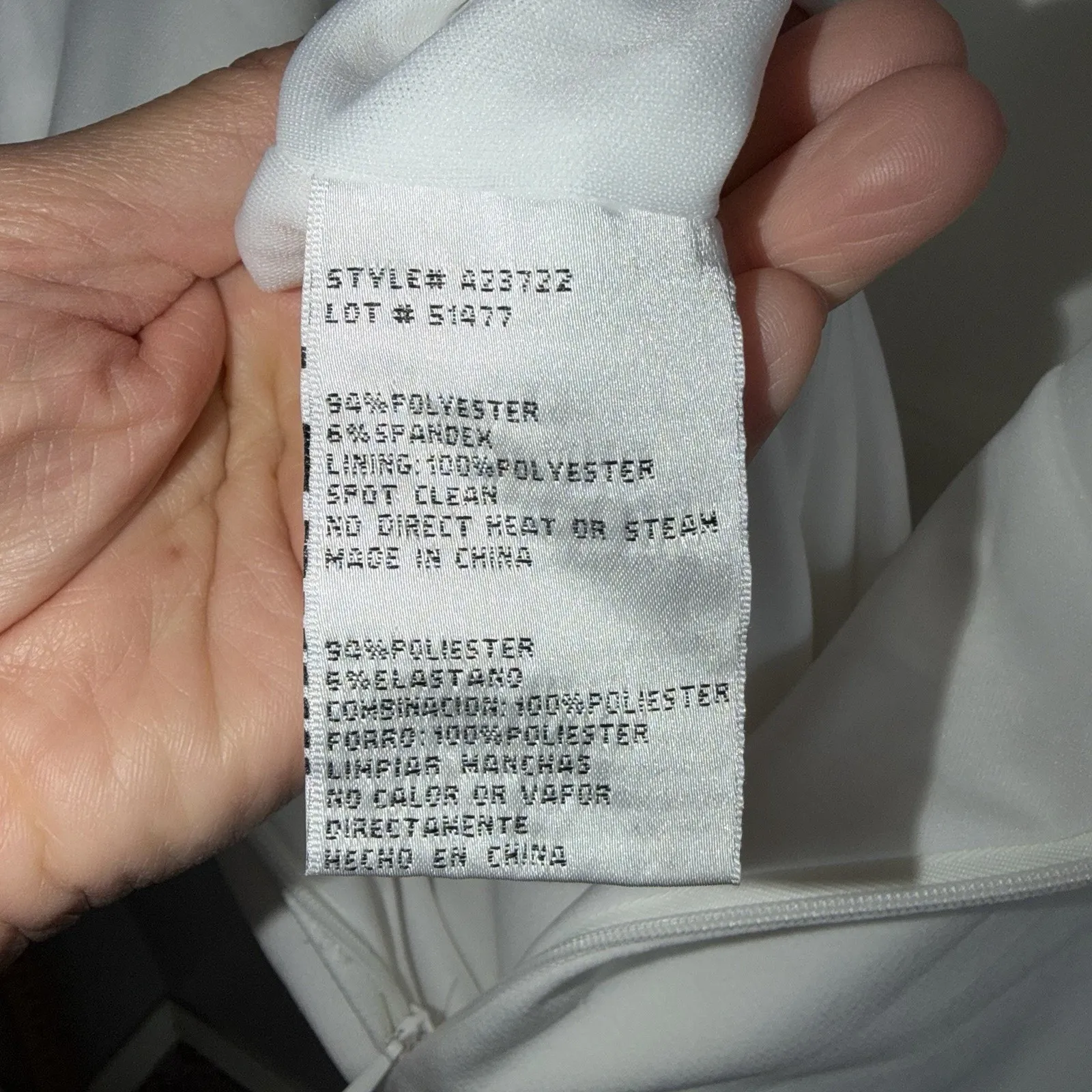 Betsy & Adam Woman’s Sz 6 White Mermaid Dress Silver Beaded Straps Cinched Waist - Image 7