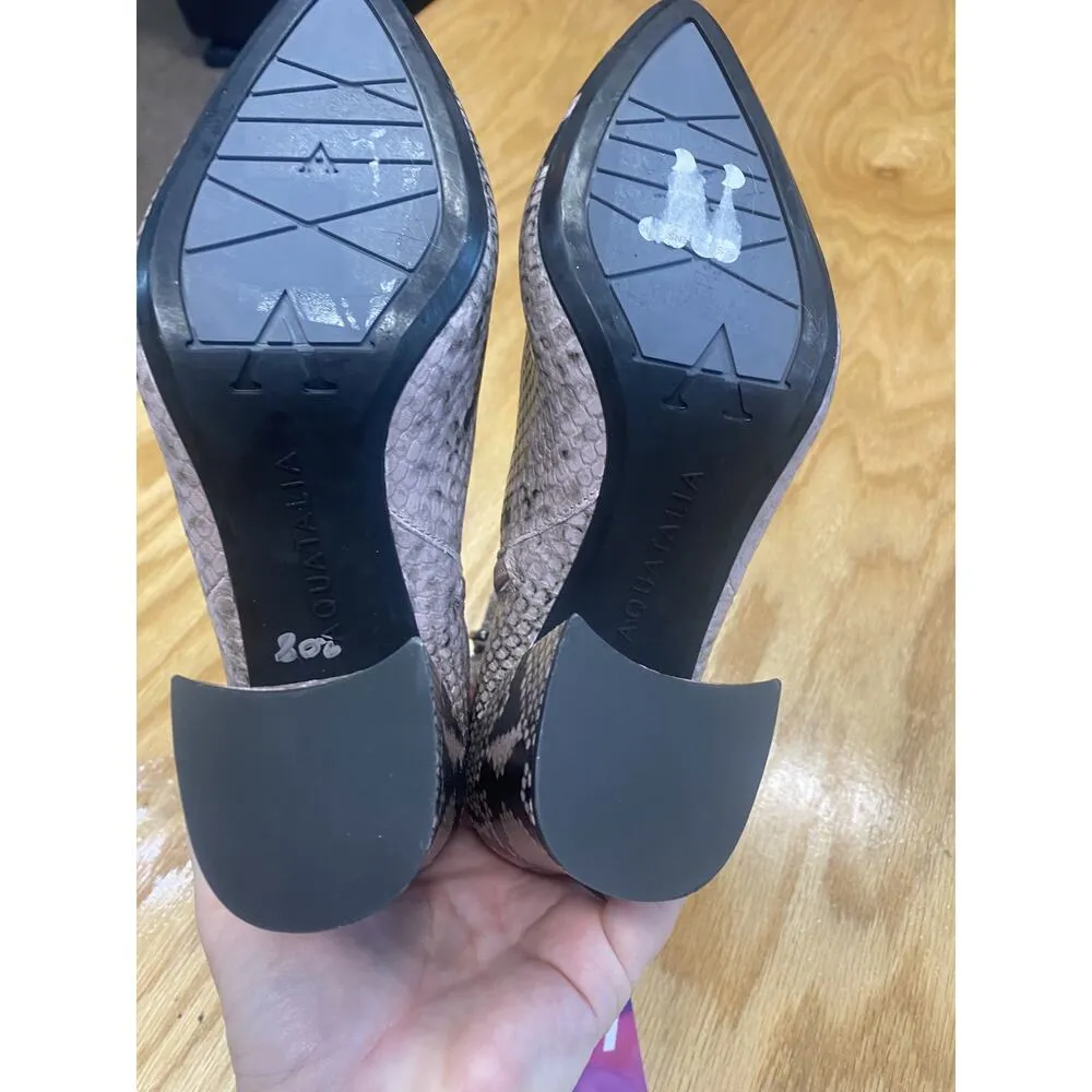 Aquatalia Women's 6.5 M Snake Skin Embossed Leather Chunky Heel Side Zip Pull-On - Image 7