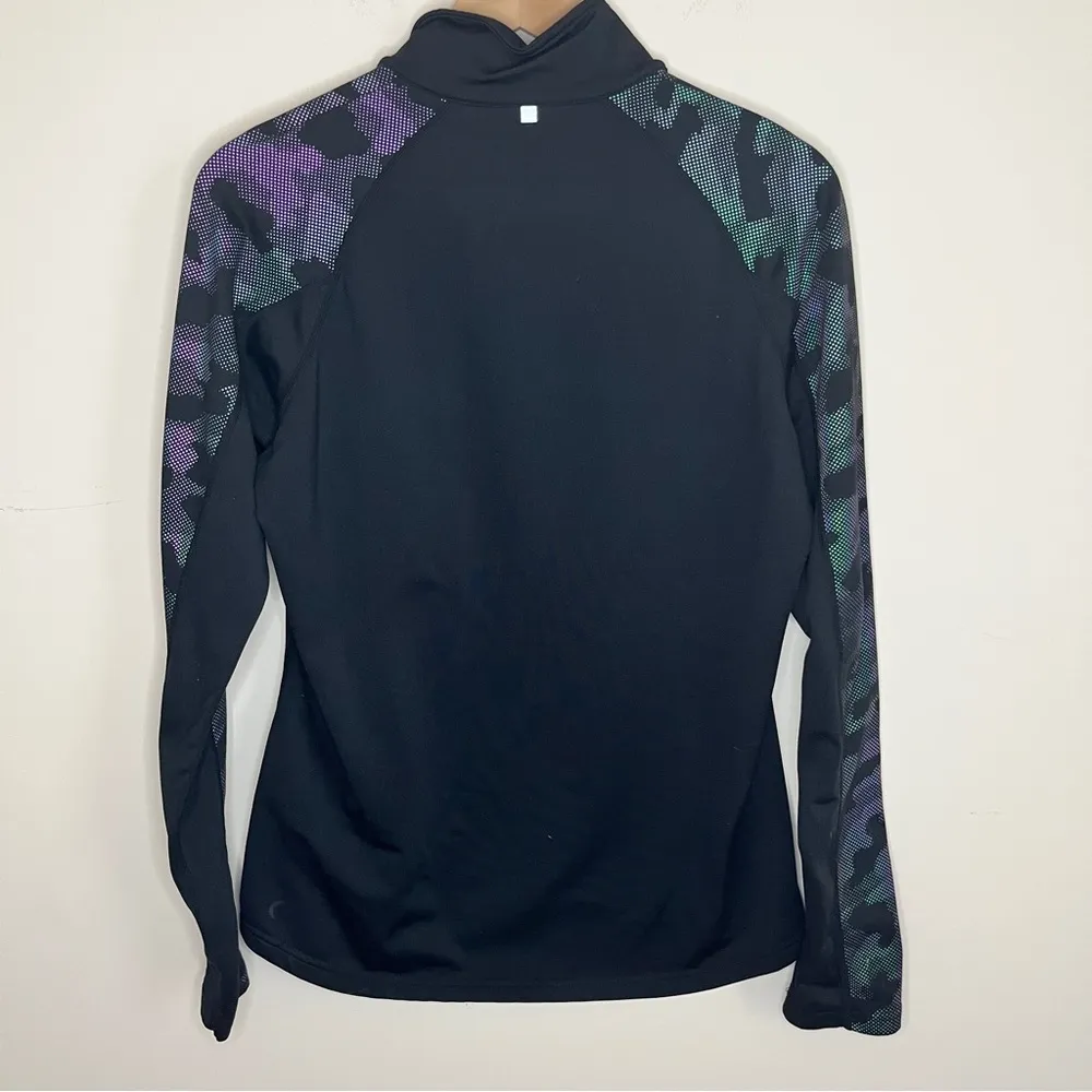 Zyia Active 1/4 Zip Black Camo Reflective Long Sleeve Athletic Workout Medium - Image 5