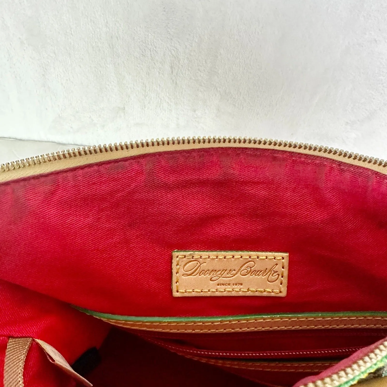 Dooney & Bourke Hydrangea Basketweave Zip Satchel Bag Leather - Image 14