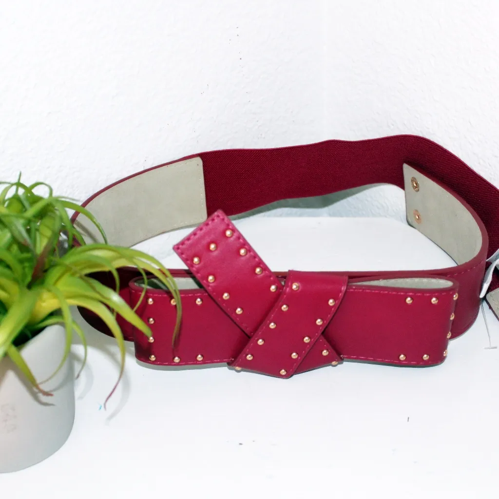 BCBGeneration NWT BCBGenration Wide Studded Bow Belt Red - Image 4