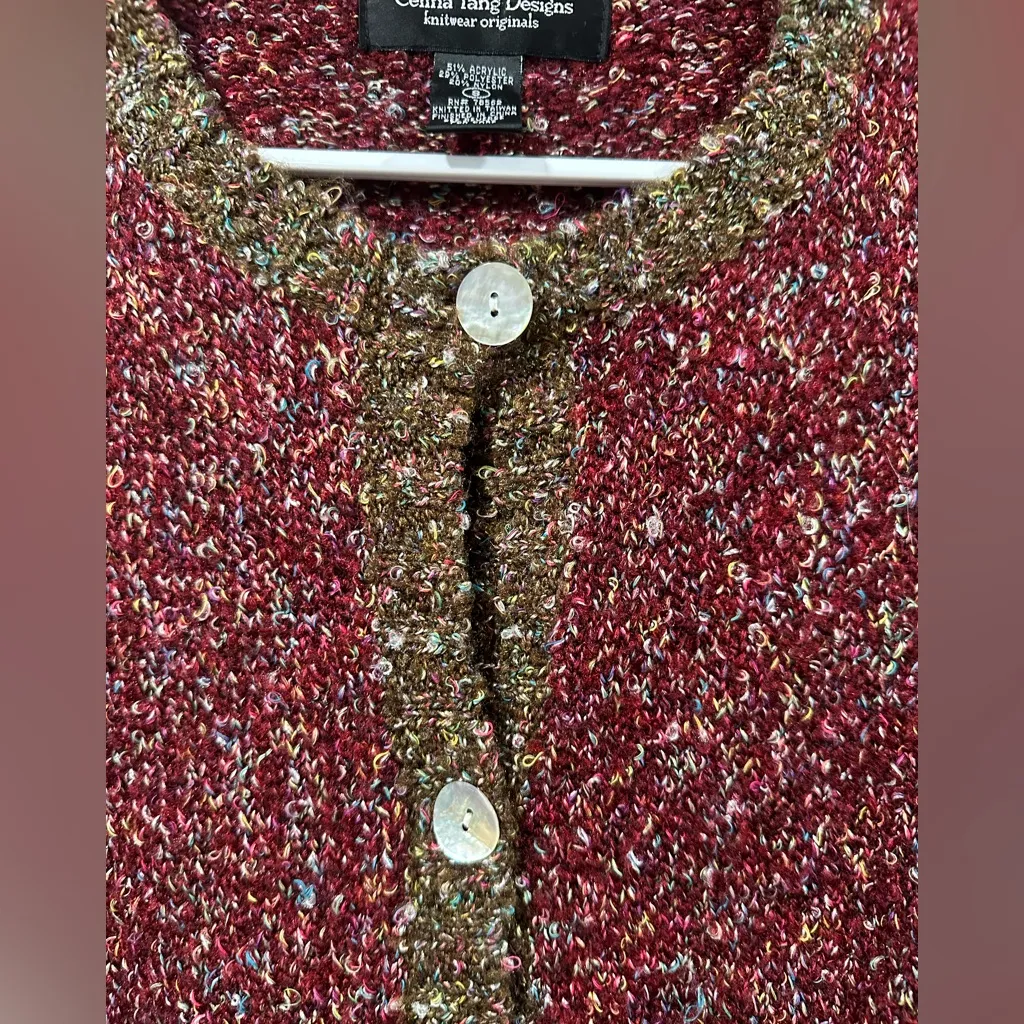 Celina Yang Designs Cardigan Speckled Fleck MultiColored Red - Image 5
