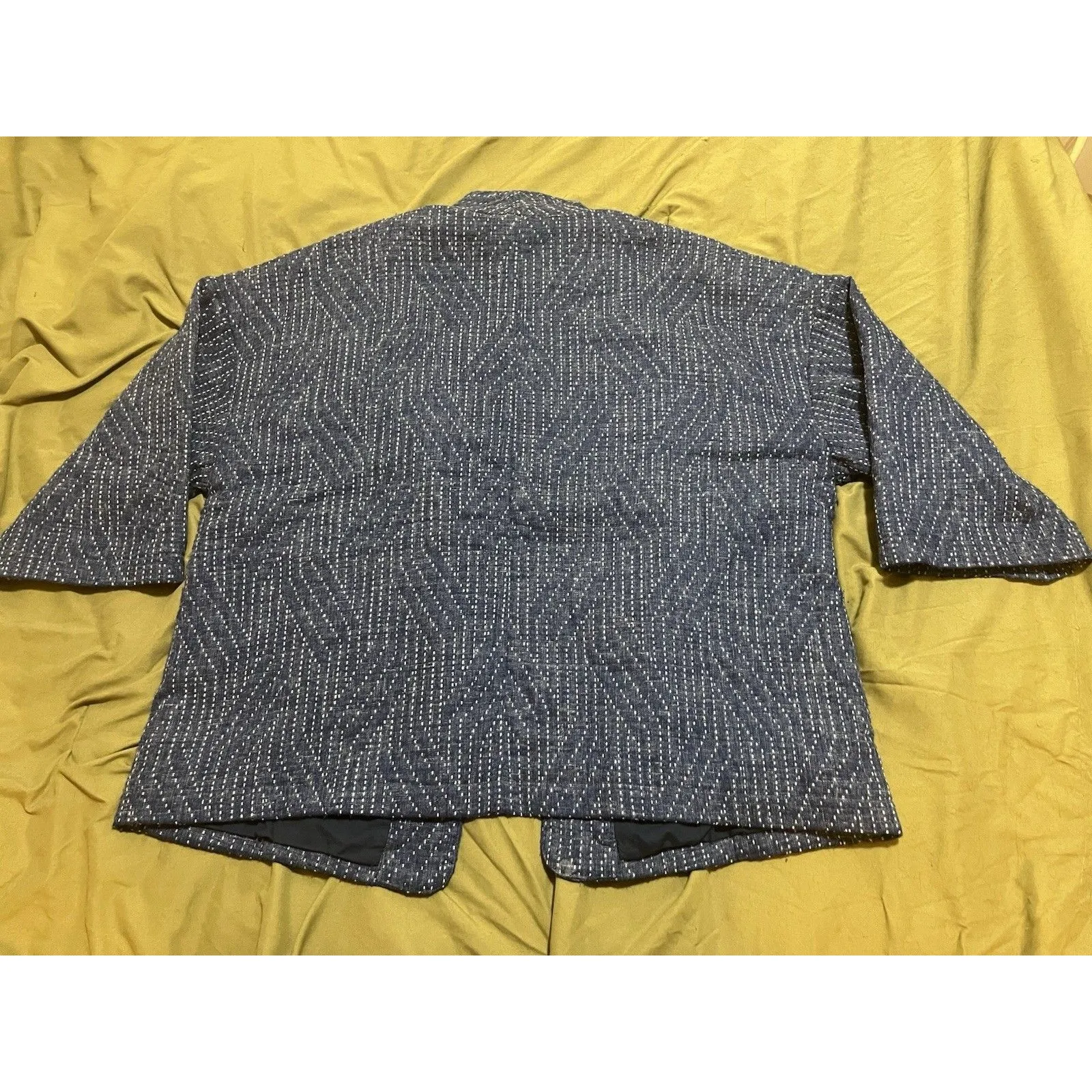 Pure Jill Elements Women’s Blue Stripped Geometric Blazer Size S Half Sleeve - Image 4