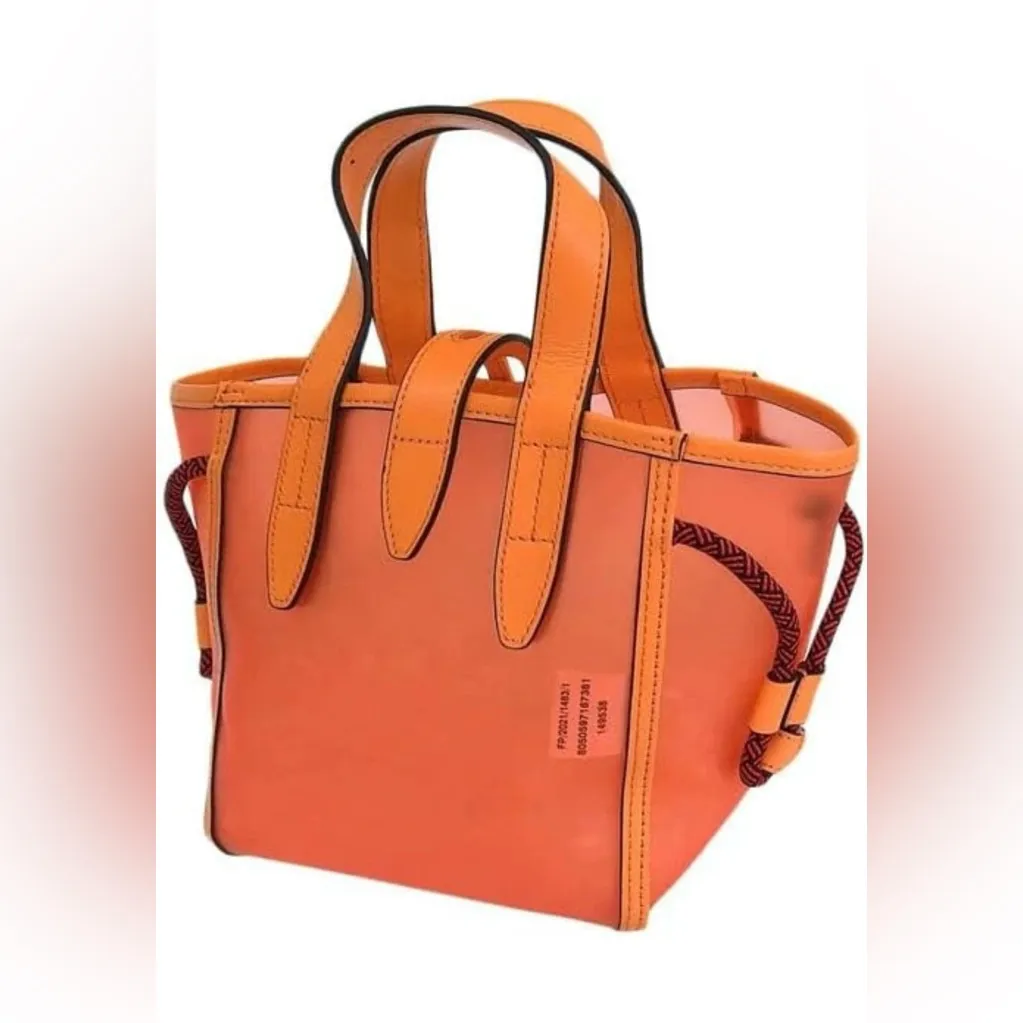 Furla Net Mini Tote Crossbody Satchel Bag - Orange PVC & Leather Trim - NWT - Image 5