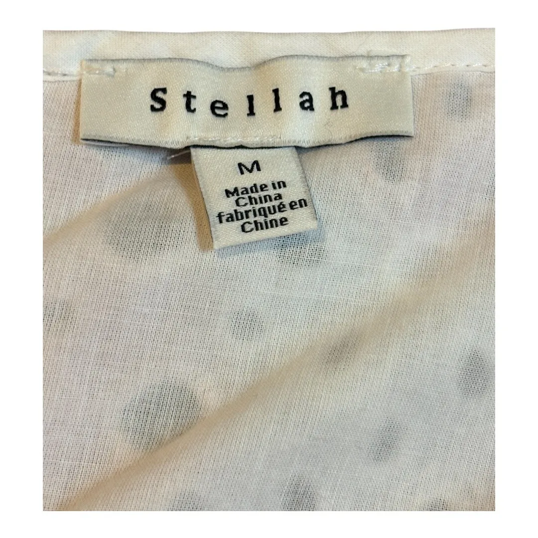 Stellah Pink Floral Eyelet Puff Sleeve Ruffle‎ Tiered Mini Dress Size Medium - Image 8