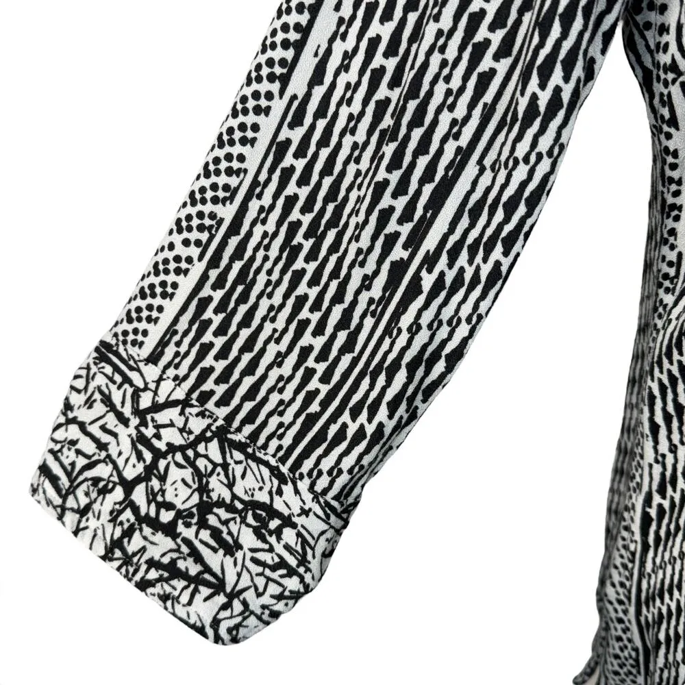 Soft Surroundings Small Ravello Tunic Top Abstract 3/4 Sleeve V-Neck Side Slits - Image 3