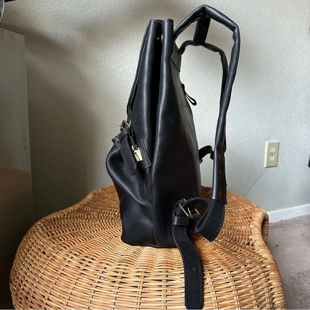 Minimalist Black Leather Backpack - Image 6