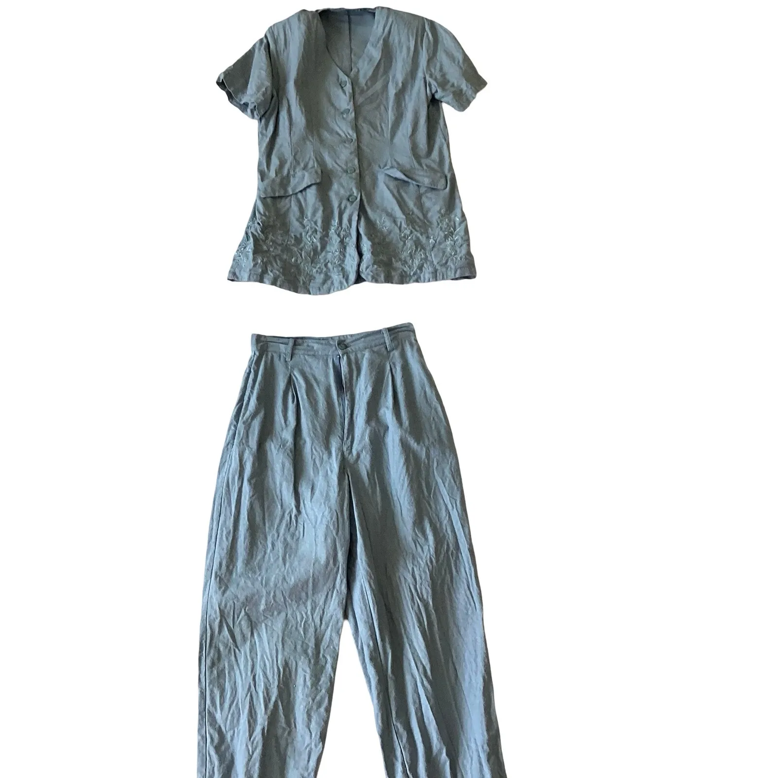 Vintage Alexander Steven Silk Outfit Blue - Image 3