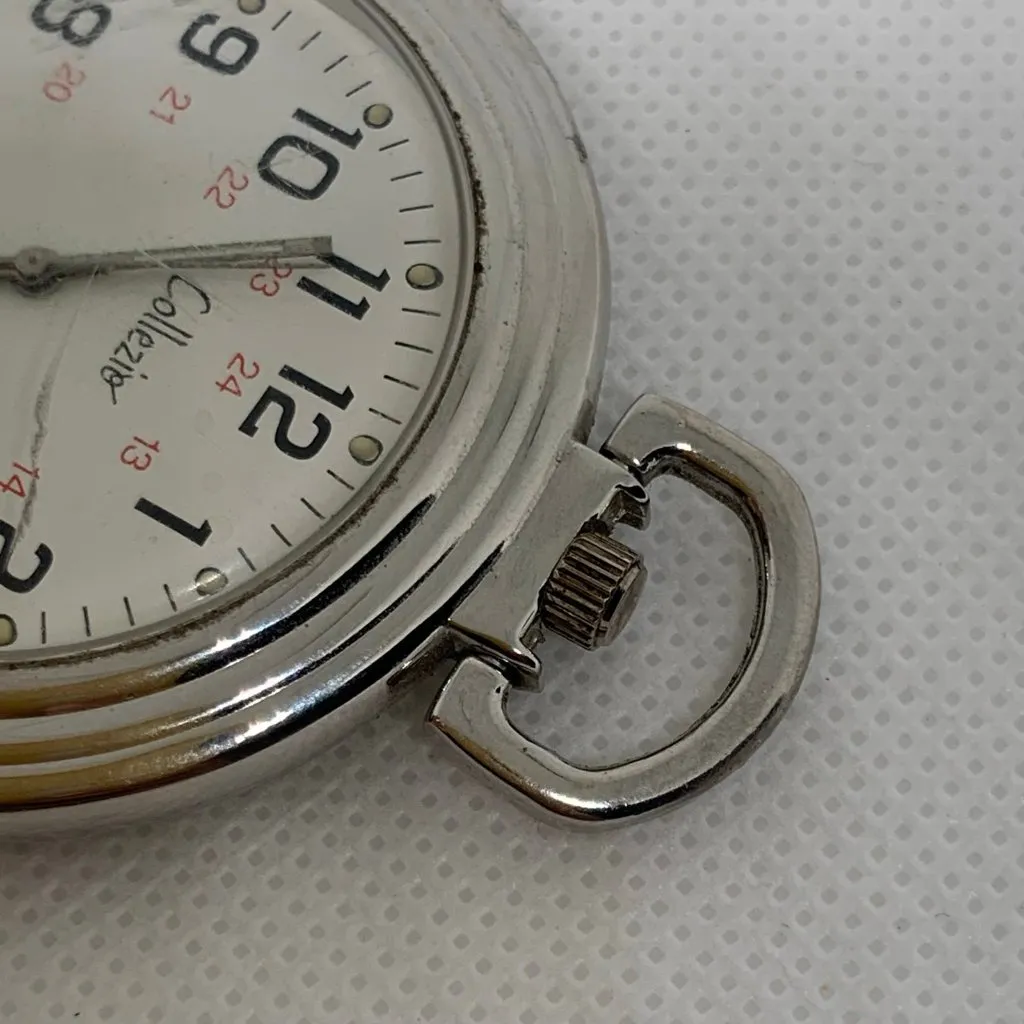 Vintage collezio pocket watch open face silver tone 48mm Quartz running - Image 4