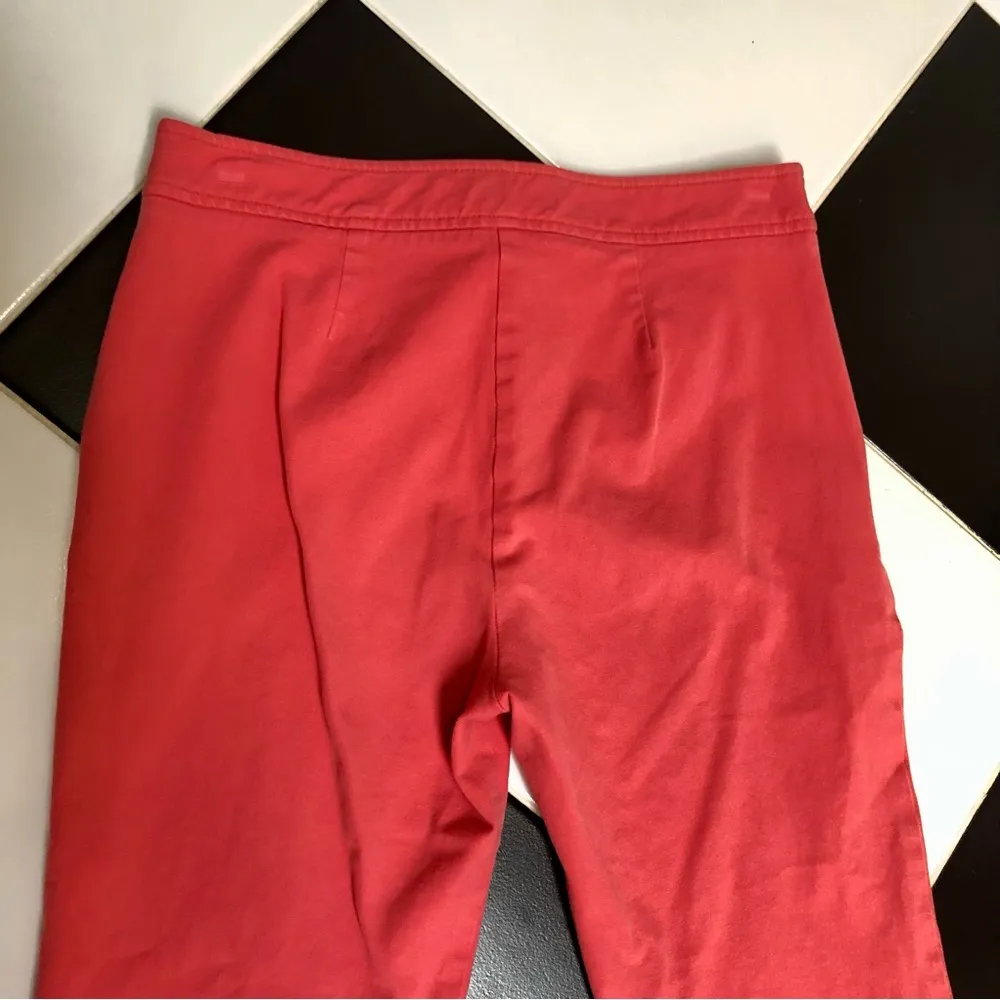 TRINA TURK North Beach Front Slit Cropped Pants Coral Salmon Pink Orange sz 6 - Image 9