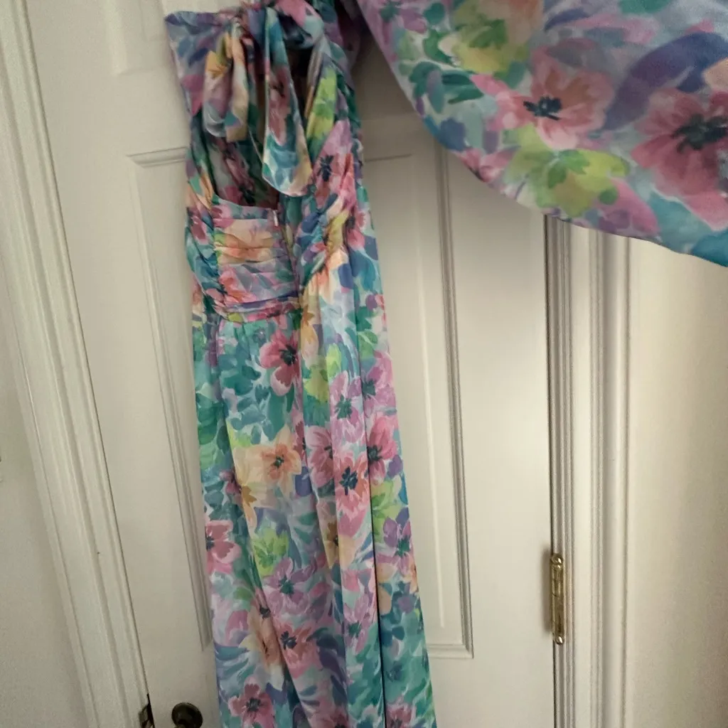 For Love And Lemons Pastel Floral Backless Dress - Image 4