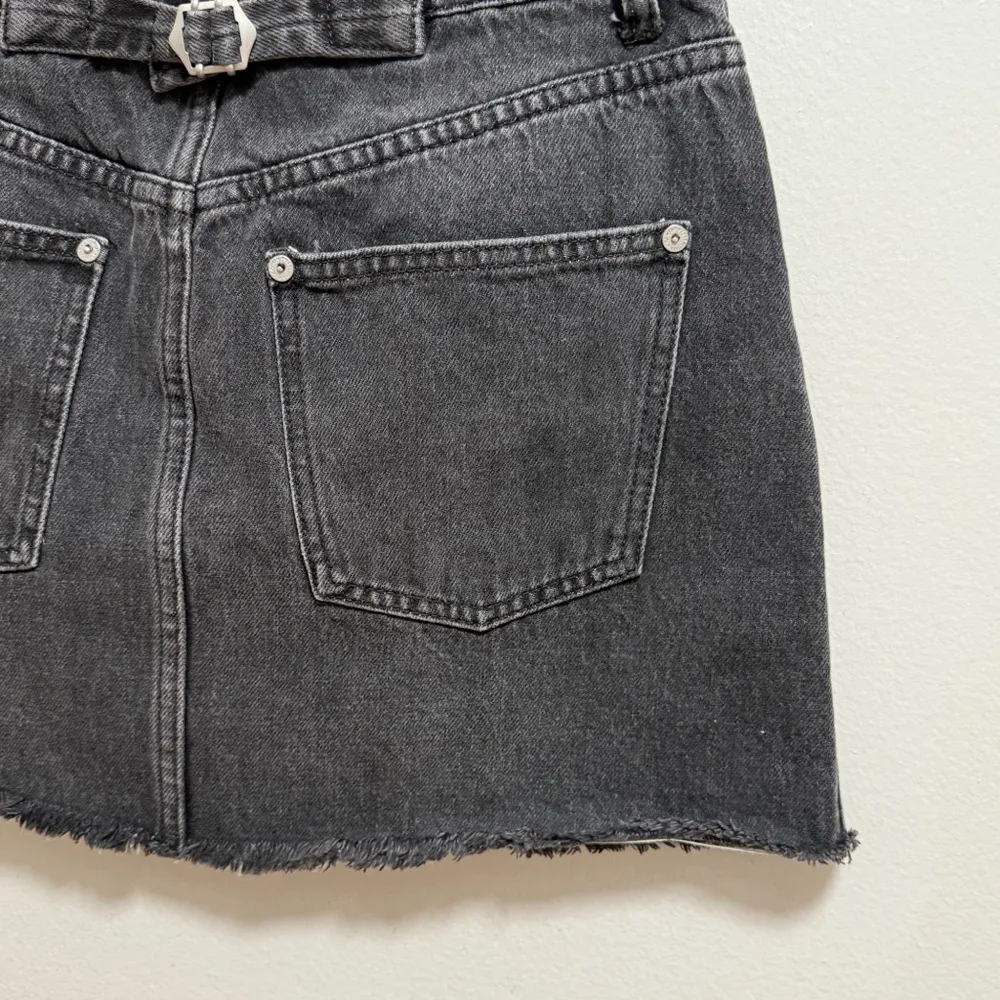 free people black washed denim mini skirt distressed raw hem moto indie sleaze 2 - Image 11