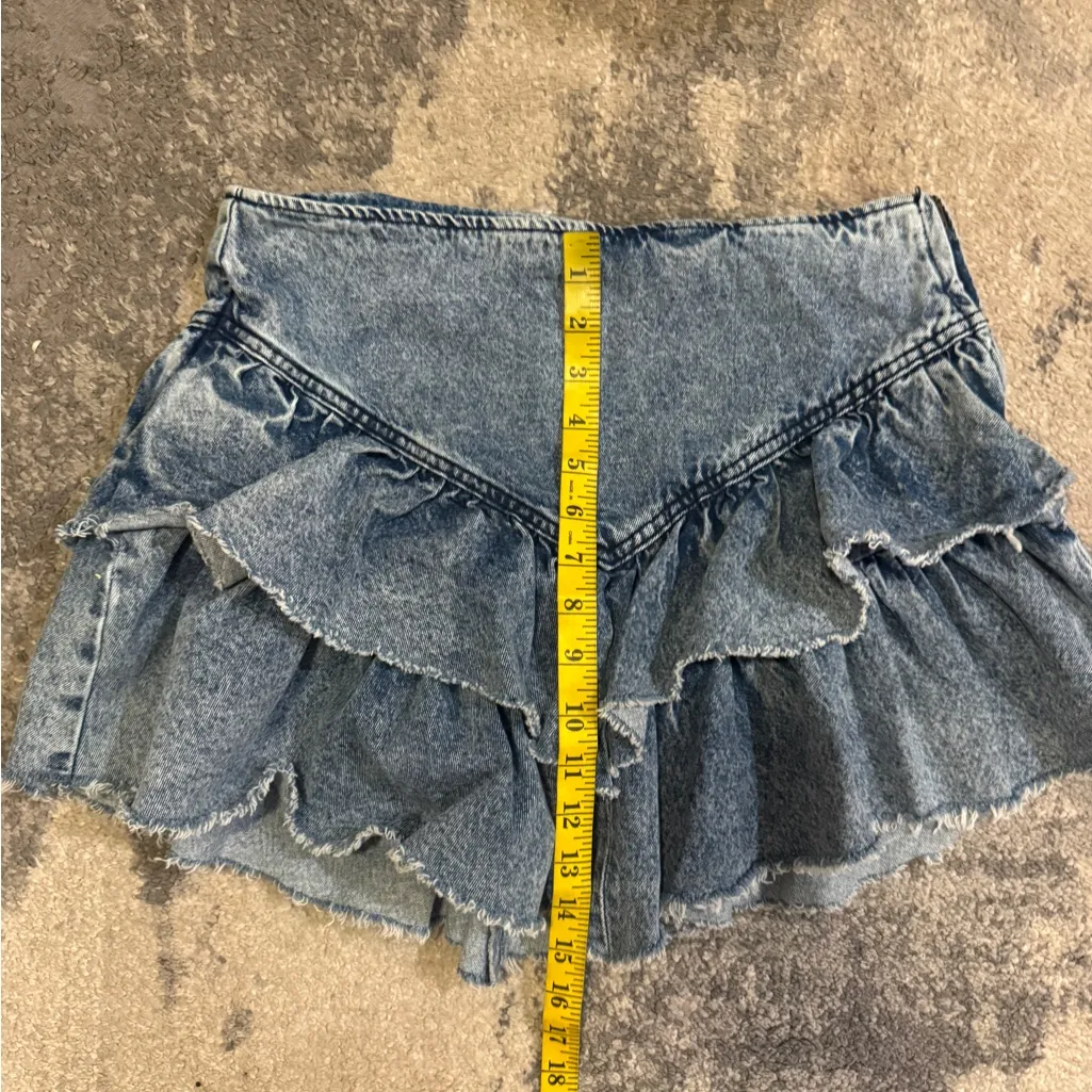 TGLA 80’s Denim Ruffle Women Shirt Blue Size M - Image 7