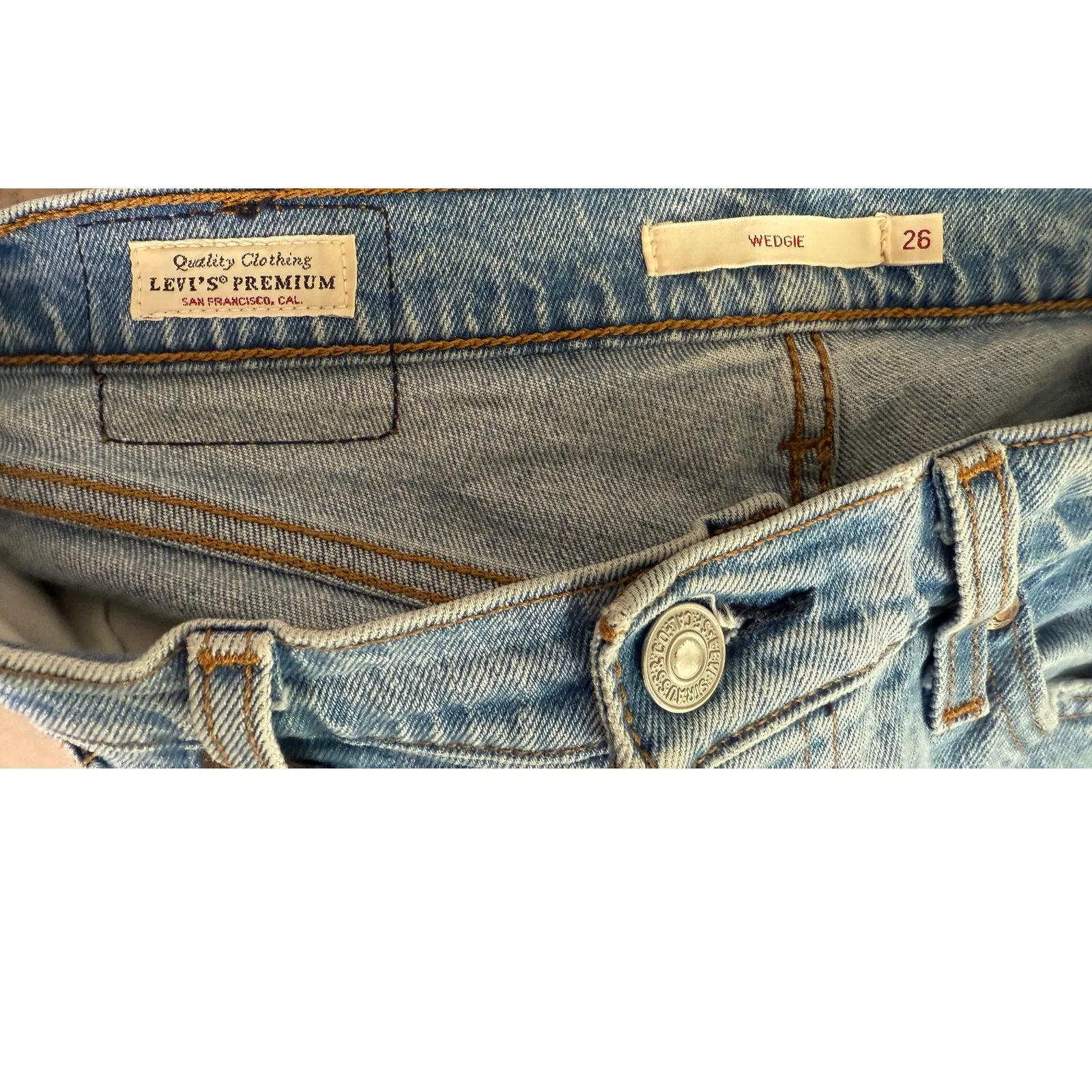 Levi's Wedgie Icon Slim Straight Crop Classic High Rise Distressed Jean 26 Blue - Image 9