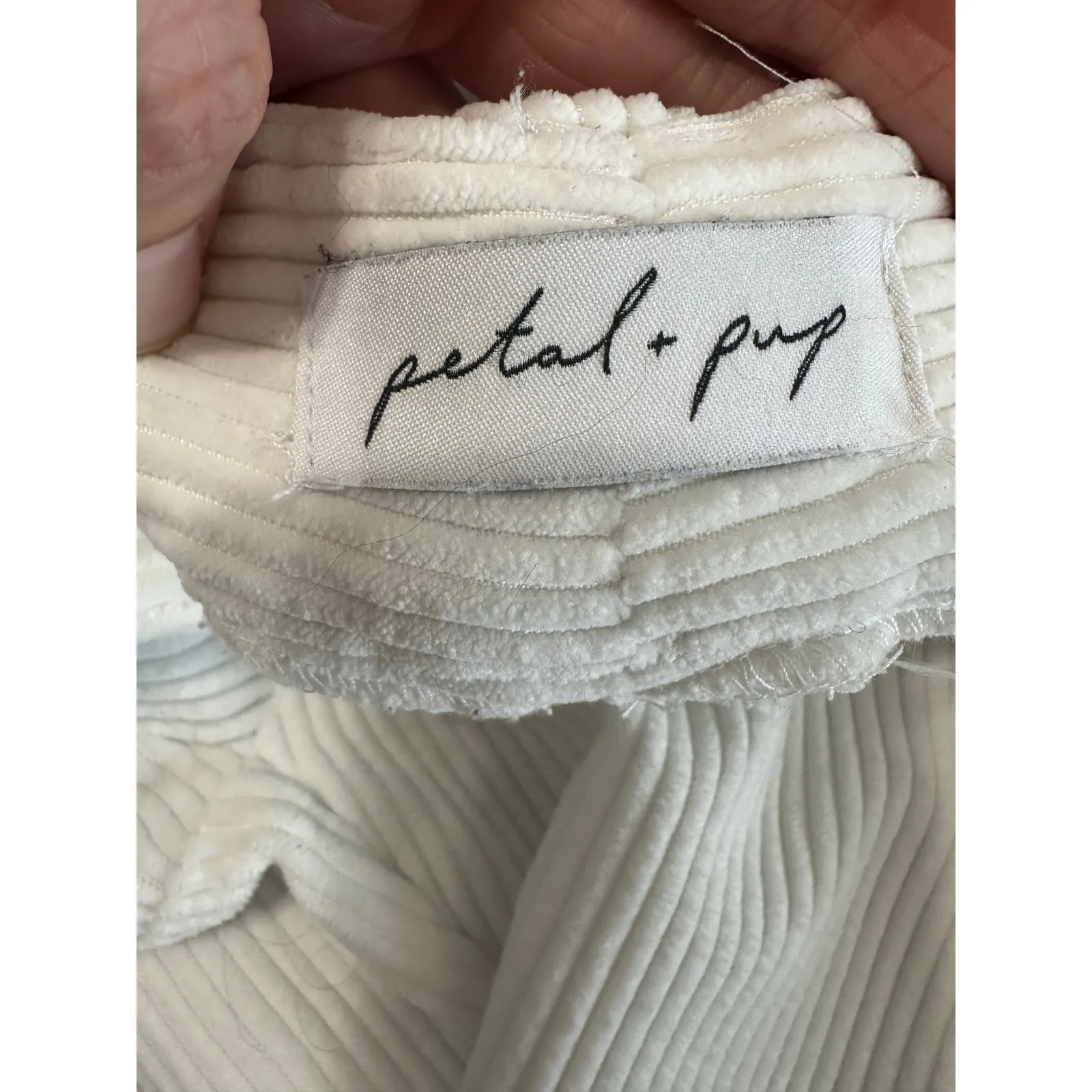 Petal + Pup Corduroy Pants White High Waisted Pleated Wide Leg Size S - Image 6