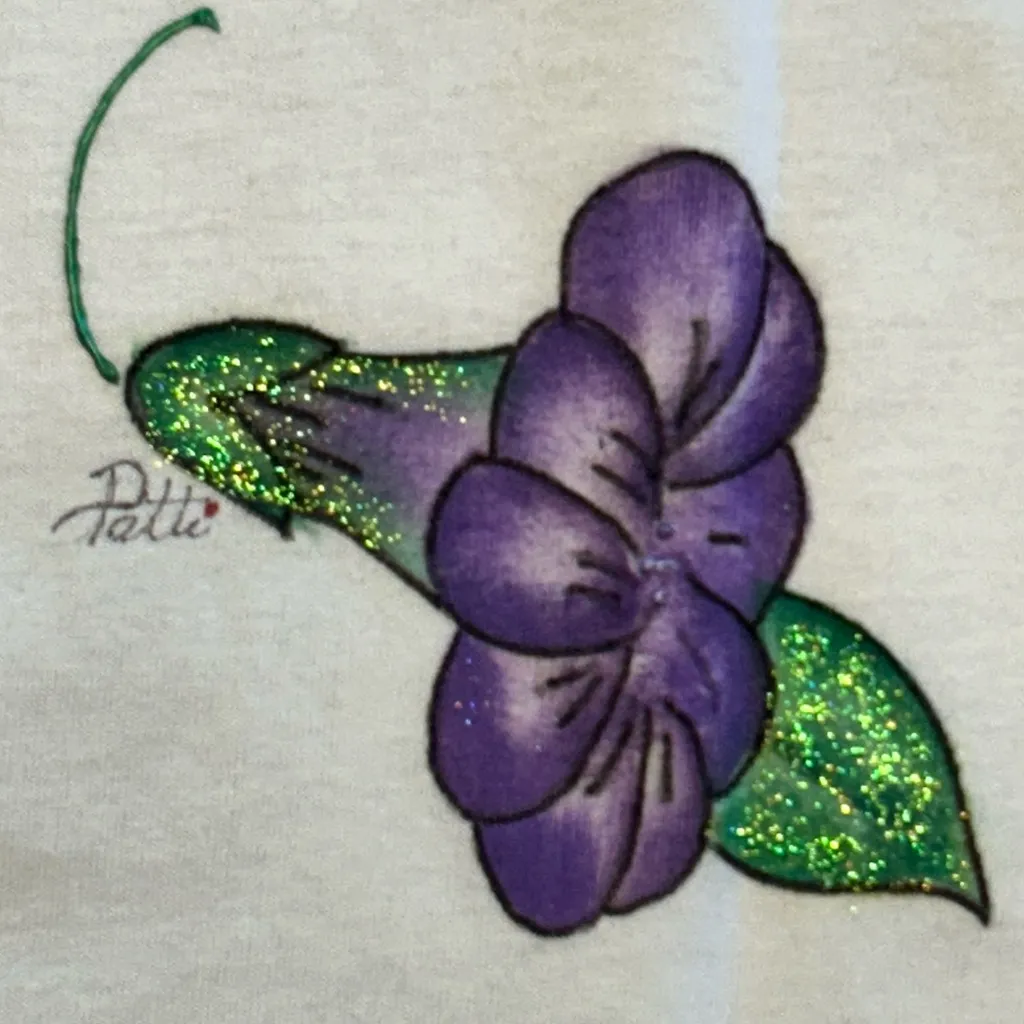 VTG 90s puffy paint whimsical cottagecore frog butterfly glitter tee XL SET of 2 White - Image 5