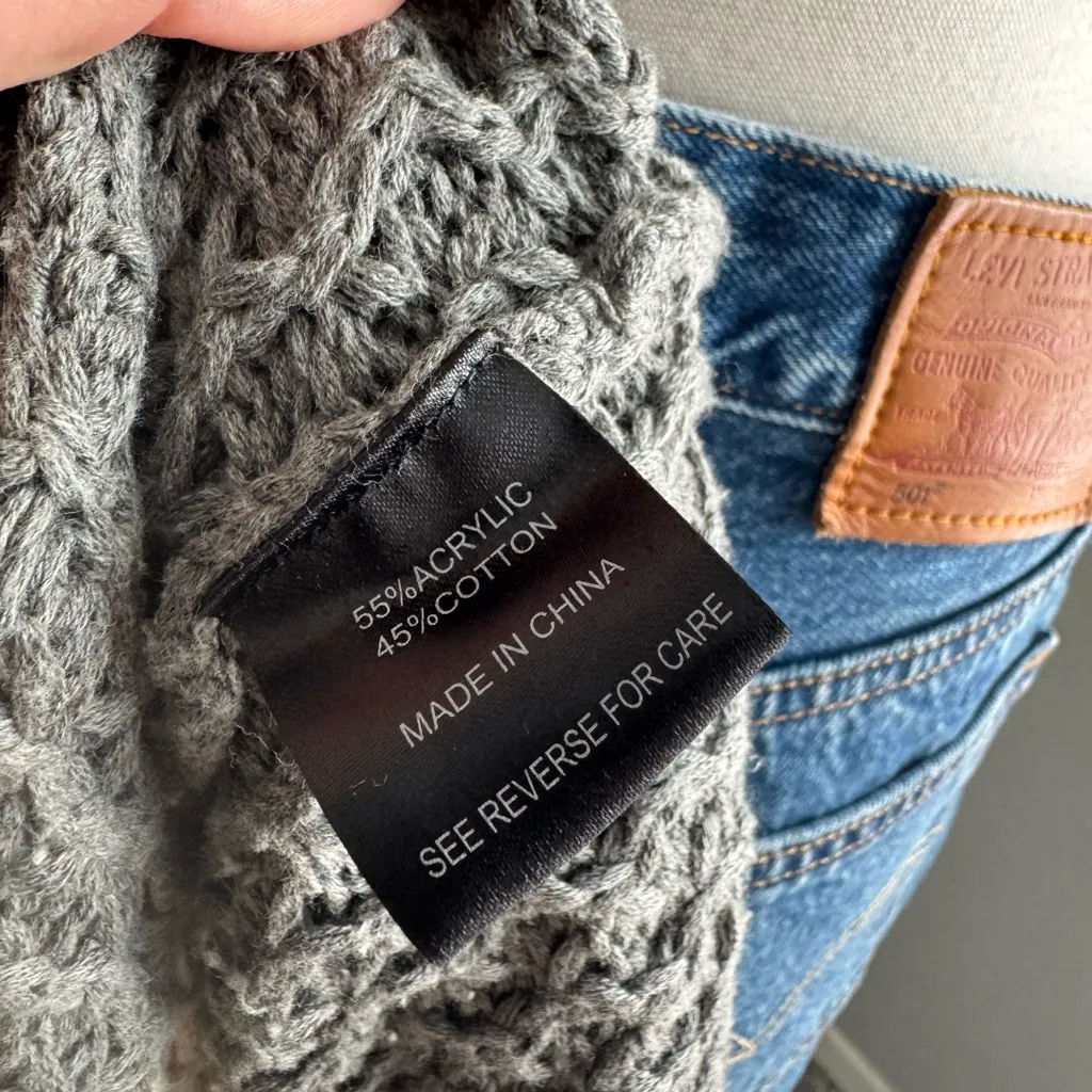 Knot Sisters‎ S (Revolve) Gray & Cream Striped High Neck Pullover Sweater Small - Image 7