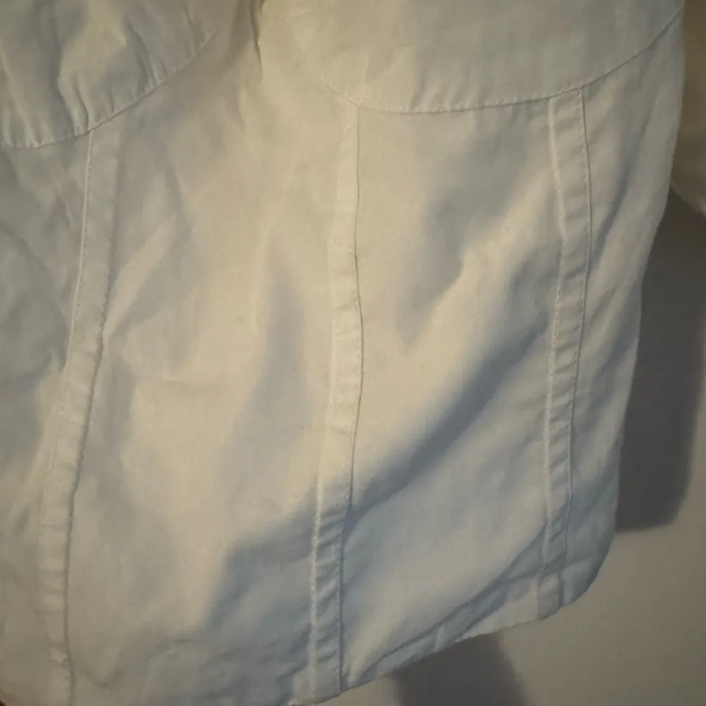 White Cotton Crisp Puff Sleeve Crop Peasant Blouse Sz XS - Image 5