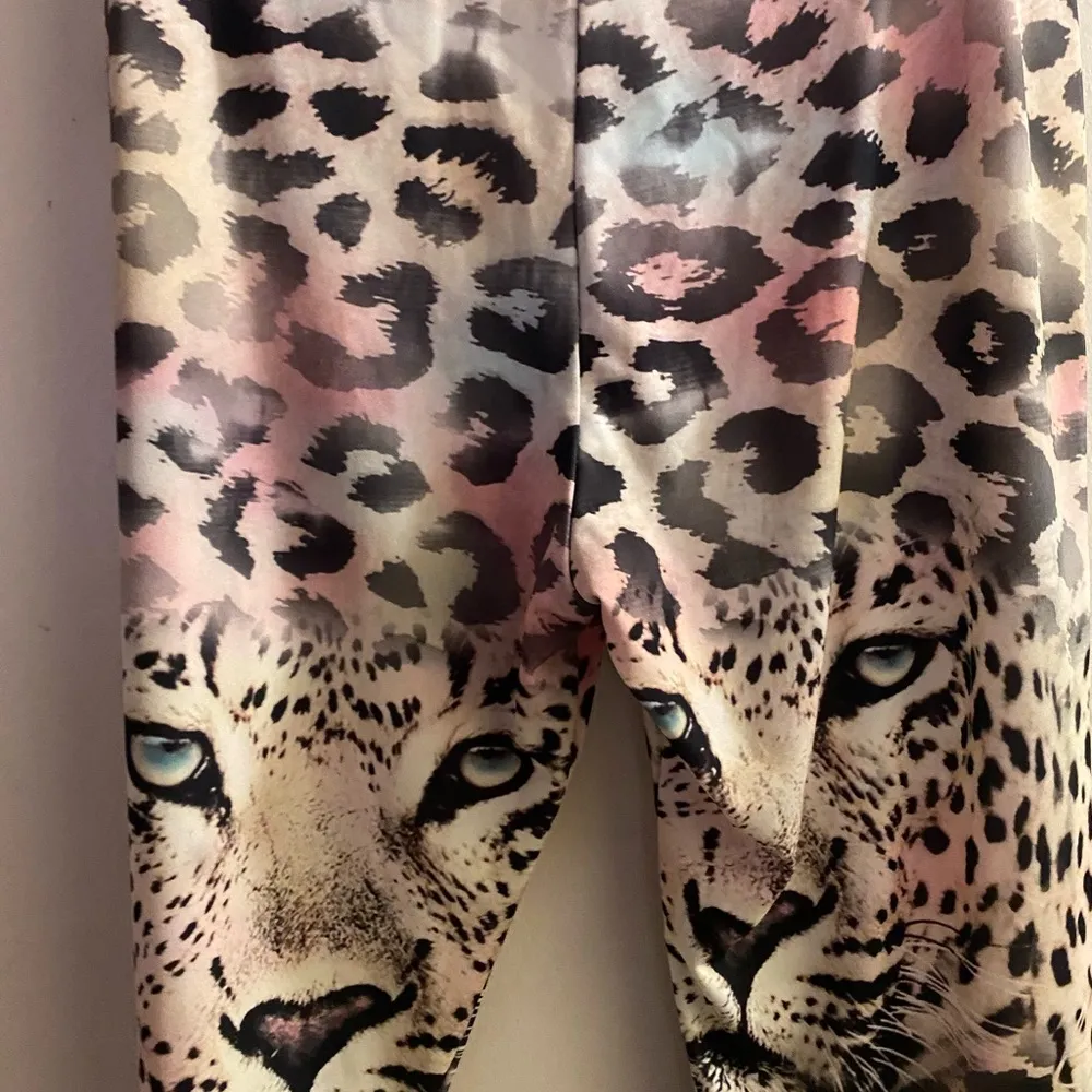 Charlotte Russe Womens Leggings XL Leopard Faces And Print Waist 32” 34” - Image 6