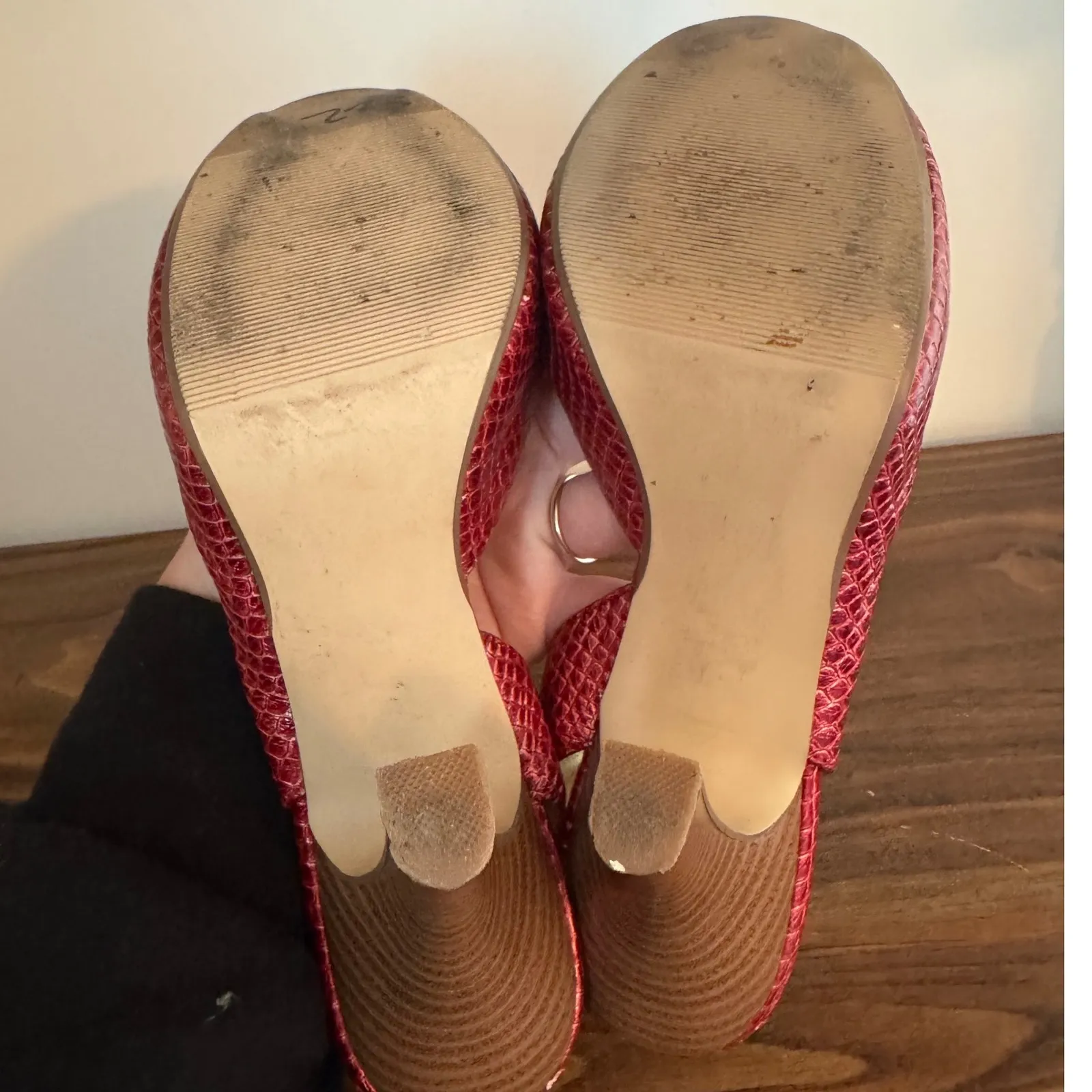 Y2K Vintage Steve Madden Pink Croc Print Slingback Heels sz 7 Exotic Edgy 90s - Image 8