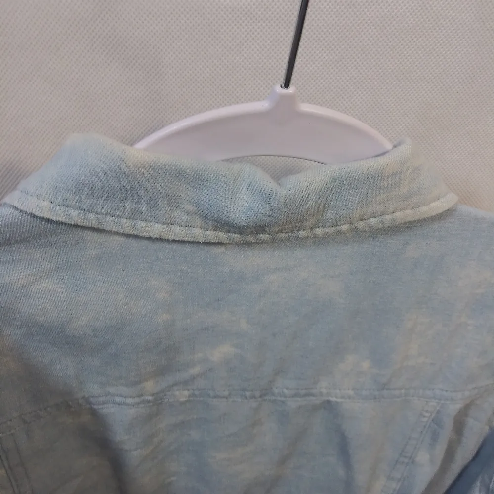 Mystree Blue Acid Wash Distressed Worn Light Weight Cotton Denim Jacket Size L - Image 10