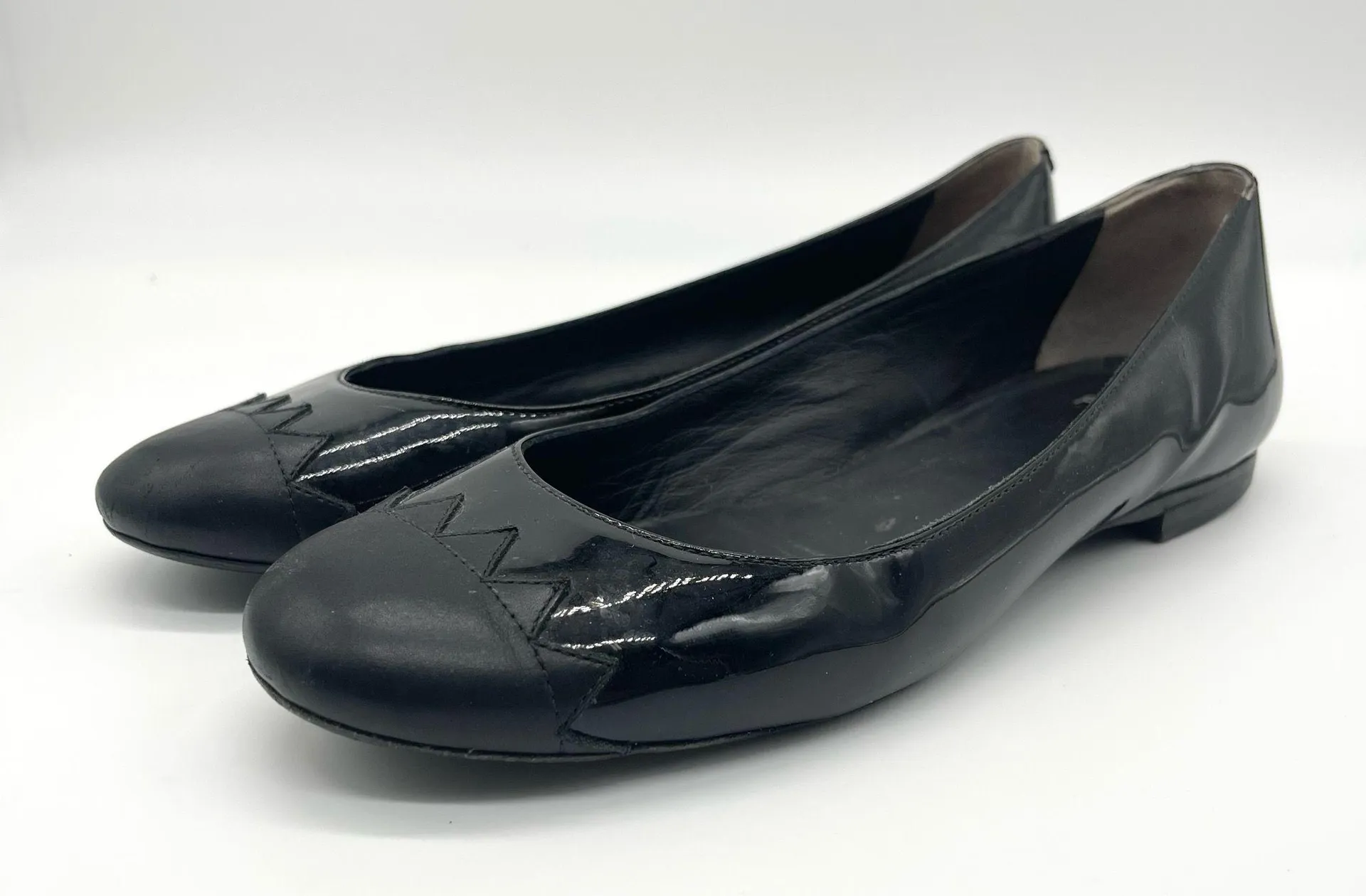 Fendi Black Patent Leather Women's Ballerina Roma Flats Size 36.5 - Image 7