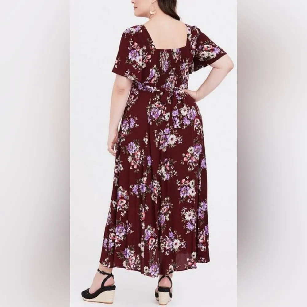 TORRID gauze floral maxi dress short flutter sleeve smocked NEW size 14/16 - Image 2