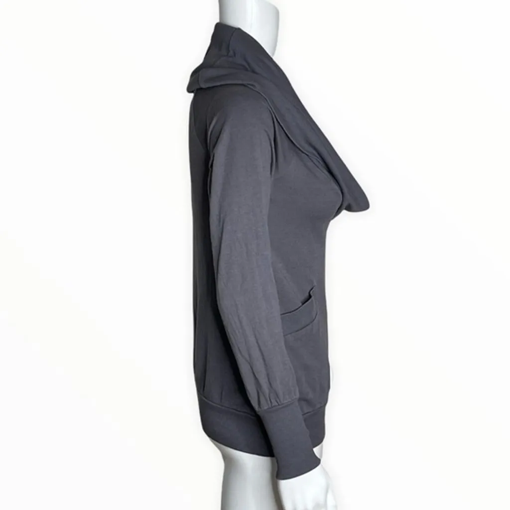 Splendid Sweatshirt Women XSmall Cowl Neck Gray Long Sleeve Pocket Supima Cotton - Image 2