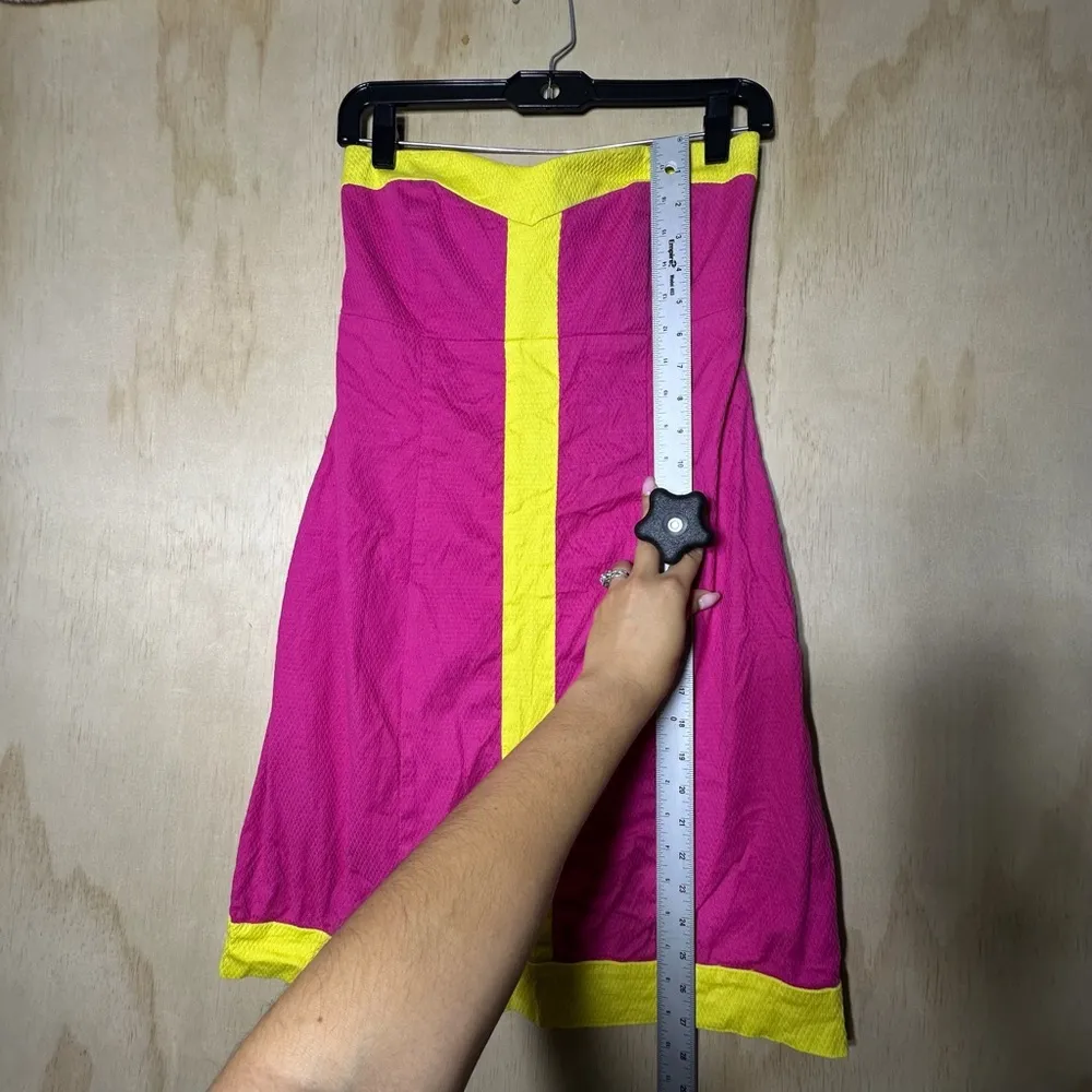 Britt Ryan Strapless Dress Pink And Yellow Size 6 Colorful - Image 2